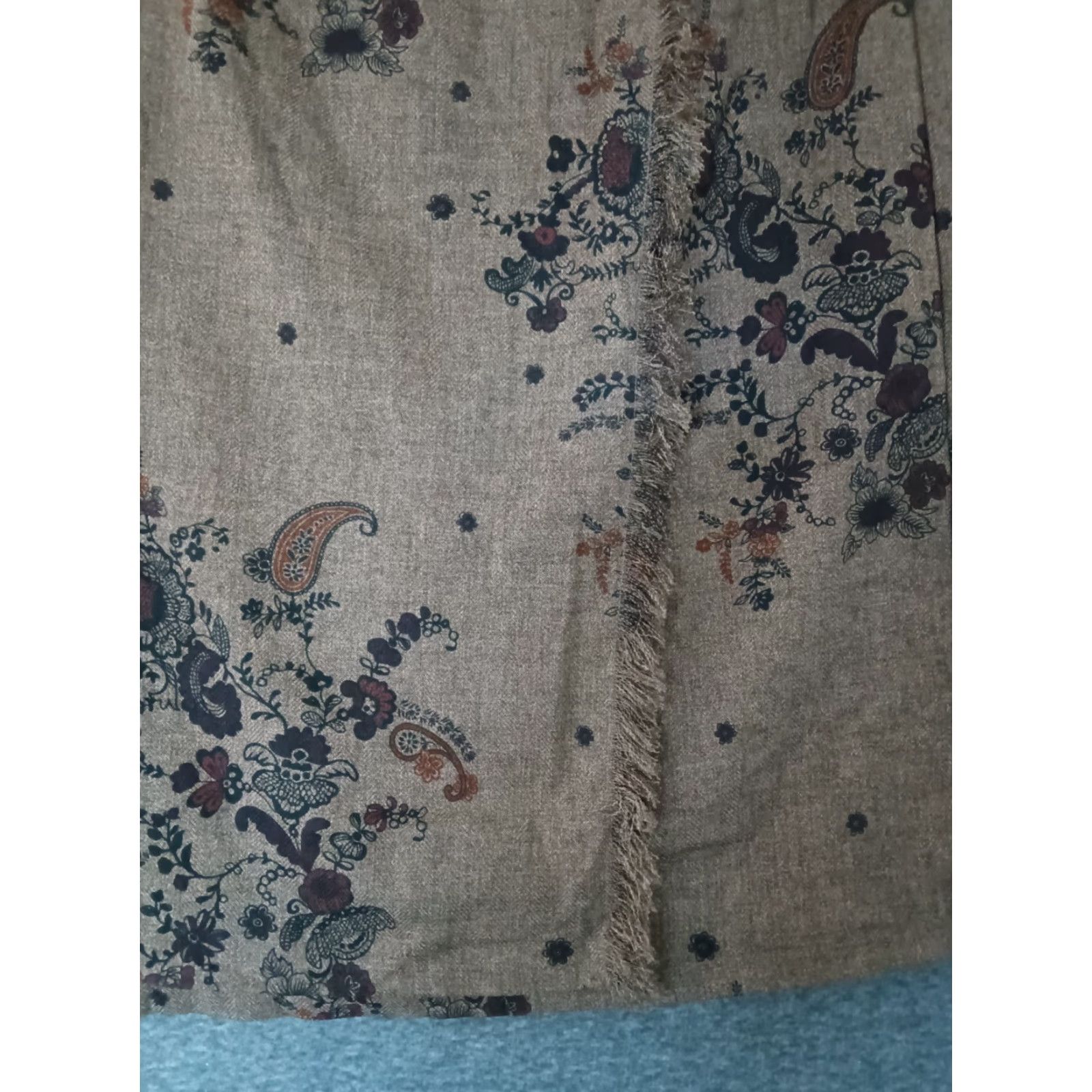 Vintage VINTAGE Northcrest Wrap Around Skirt Brown Paisley Fringed Edge Knee Length Polyester 4 Womens Bohemian Size 27" / US 4 / IT 40 - 7 Thumbnail