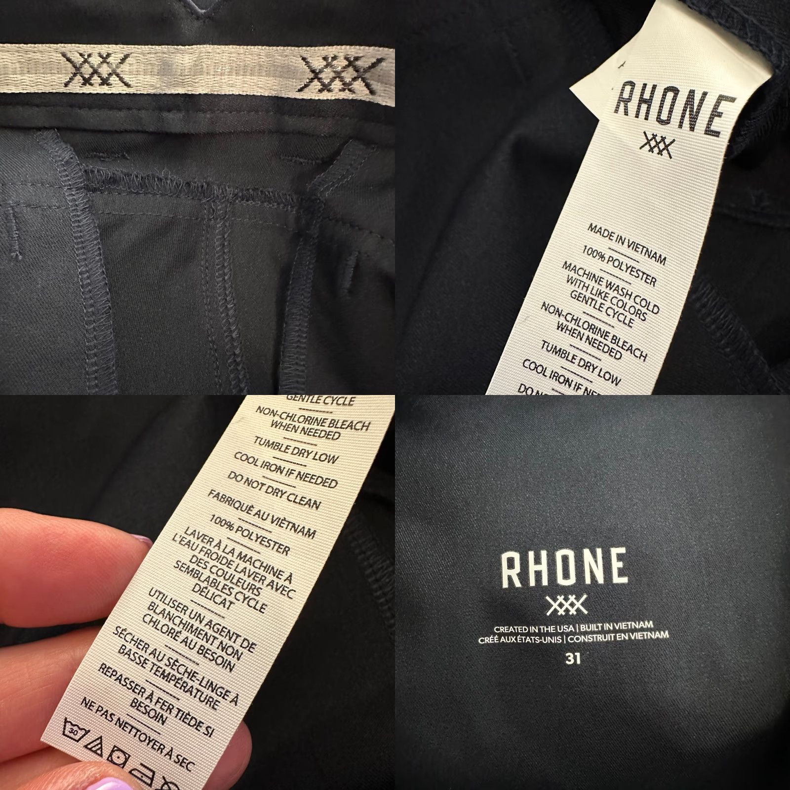 Rhone Rhone Golf Tour Trouser Mens 31 x 32 True Navy Performance Stretch NEW Size US 31 - 8 Thumbnail