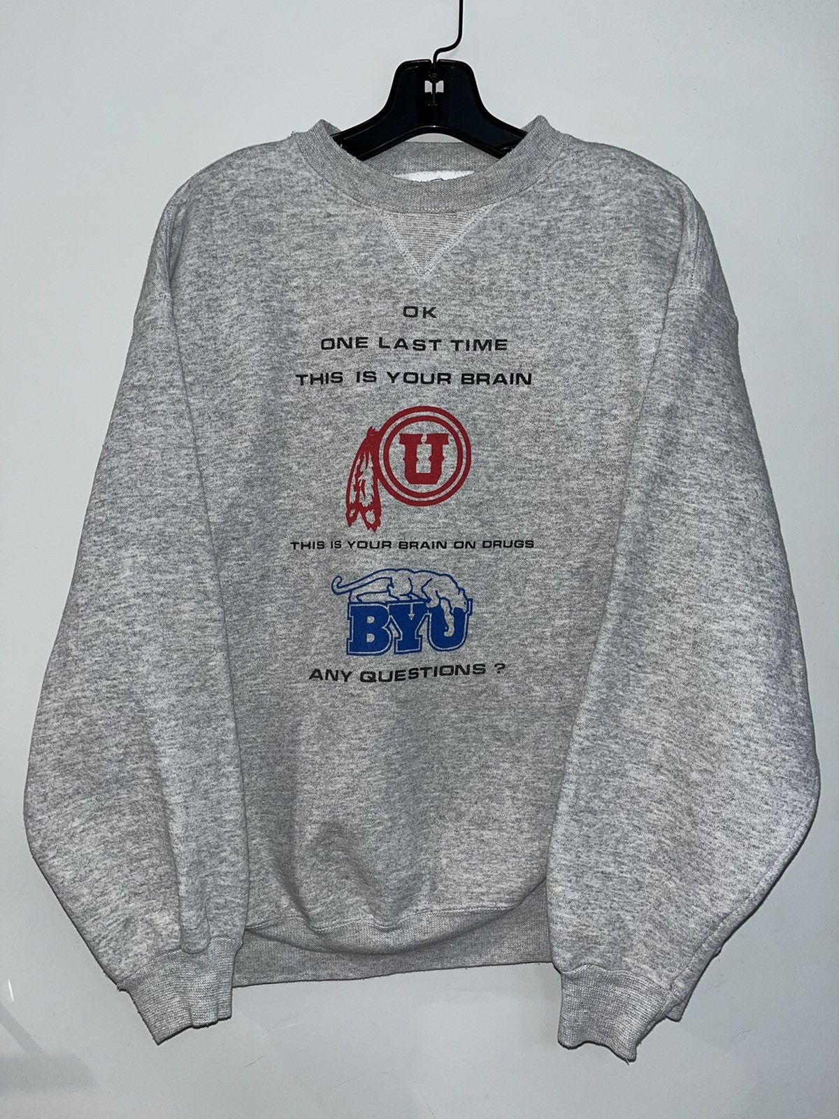 image of Hype x Vintage Crazy Vintage 80’S Cyber Grunge Skater Baggy Utah Crewneck in Grey, Men's (Size XL)