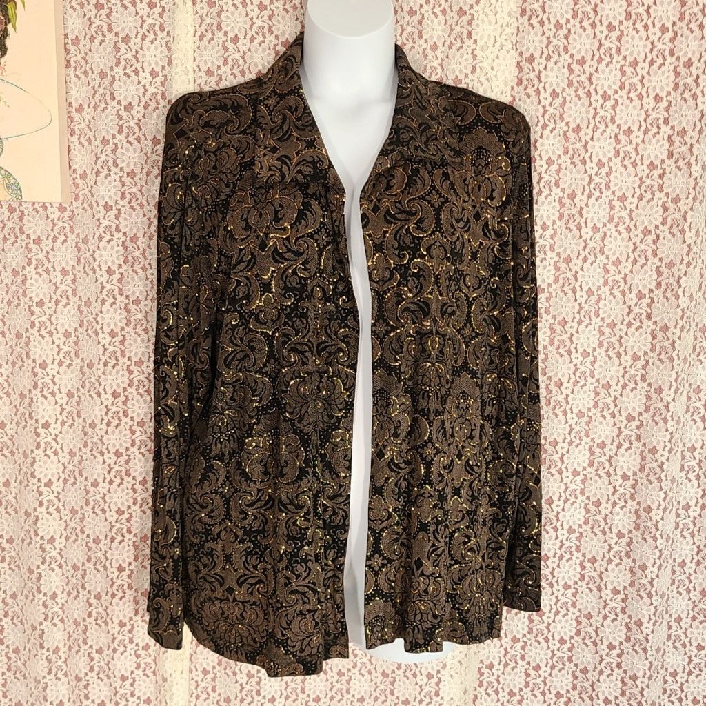 Vintage Vintage 90s Vicki vi glitter filigree cardigan 2x Size XXL / US 16-18 / IT 52-54 - 1 Thumbnail