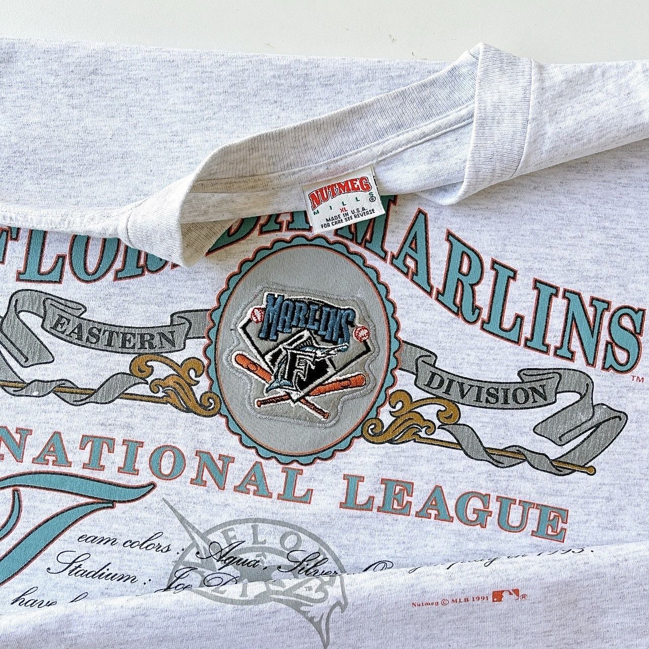 Vintage 90s Florida Marlins MLB t-shirt/ XL Size US XL / EU 56 / 4 - 9 Thumbnail