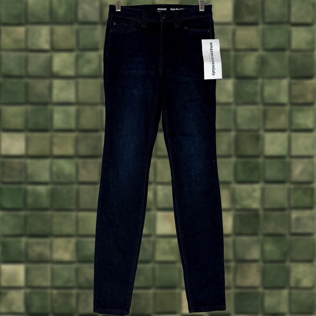 Essentials Amazon Essentials Jeans Skinny Dark Wash Womens 2 Long High Rise Denim NWT, 31in Inseam, Cotton Blend, Stretch, Button Zip, Regular, Blue, Womens Size 26" / US 2 / IT 38 - 1 Thumbnail