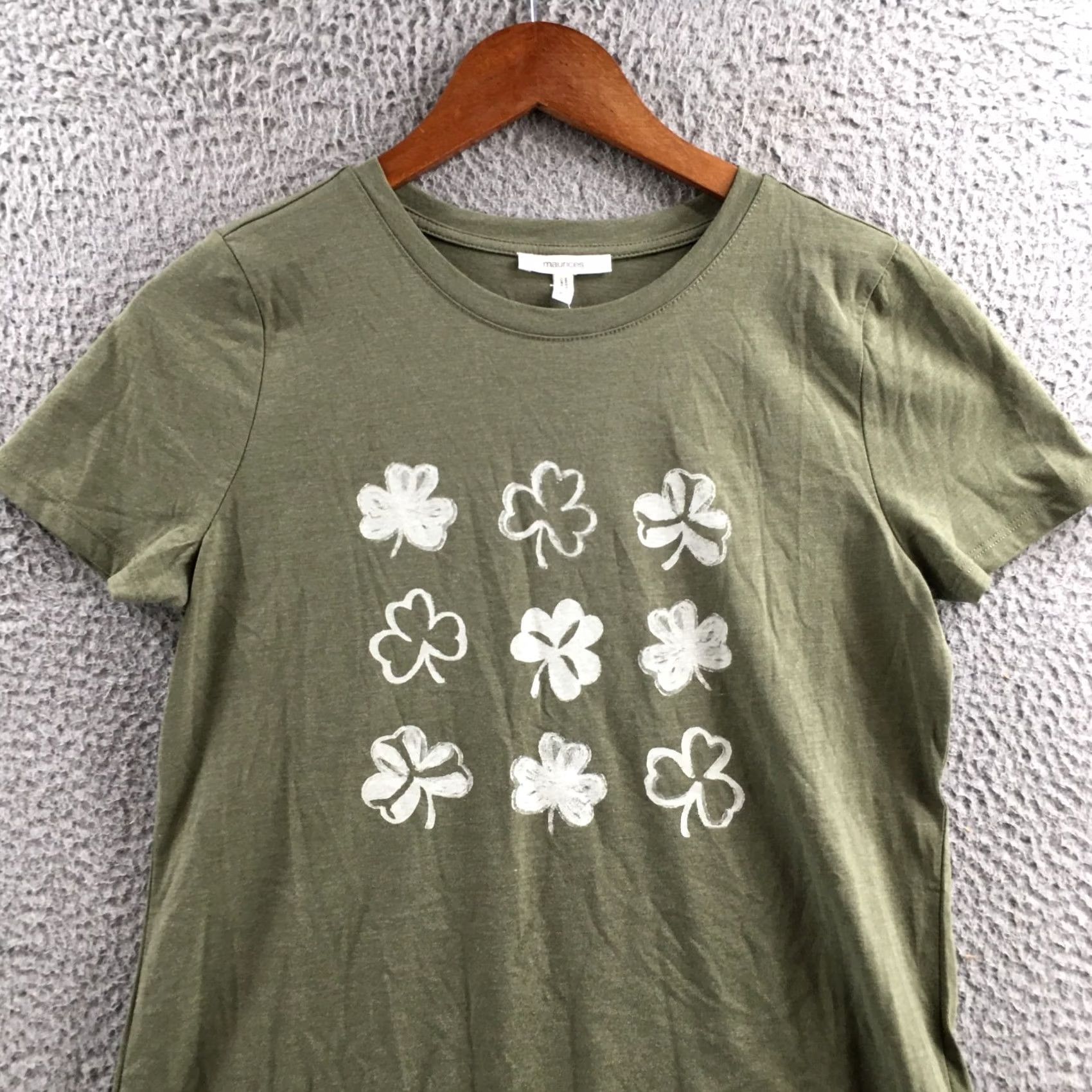 Vintage Maurices Shirt Womens XS Green Cotton Blend Shamrock Graphic Tee Casual Pullover Size XS / US 0-2 / IT 36-38 - 3 Thumbnail