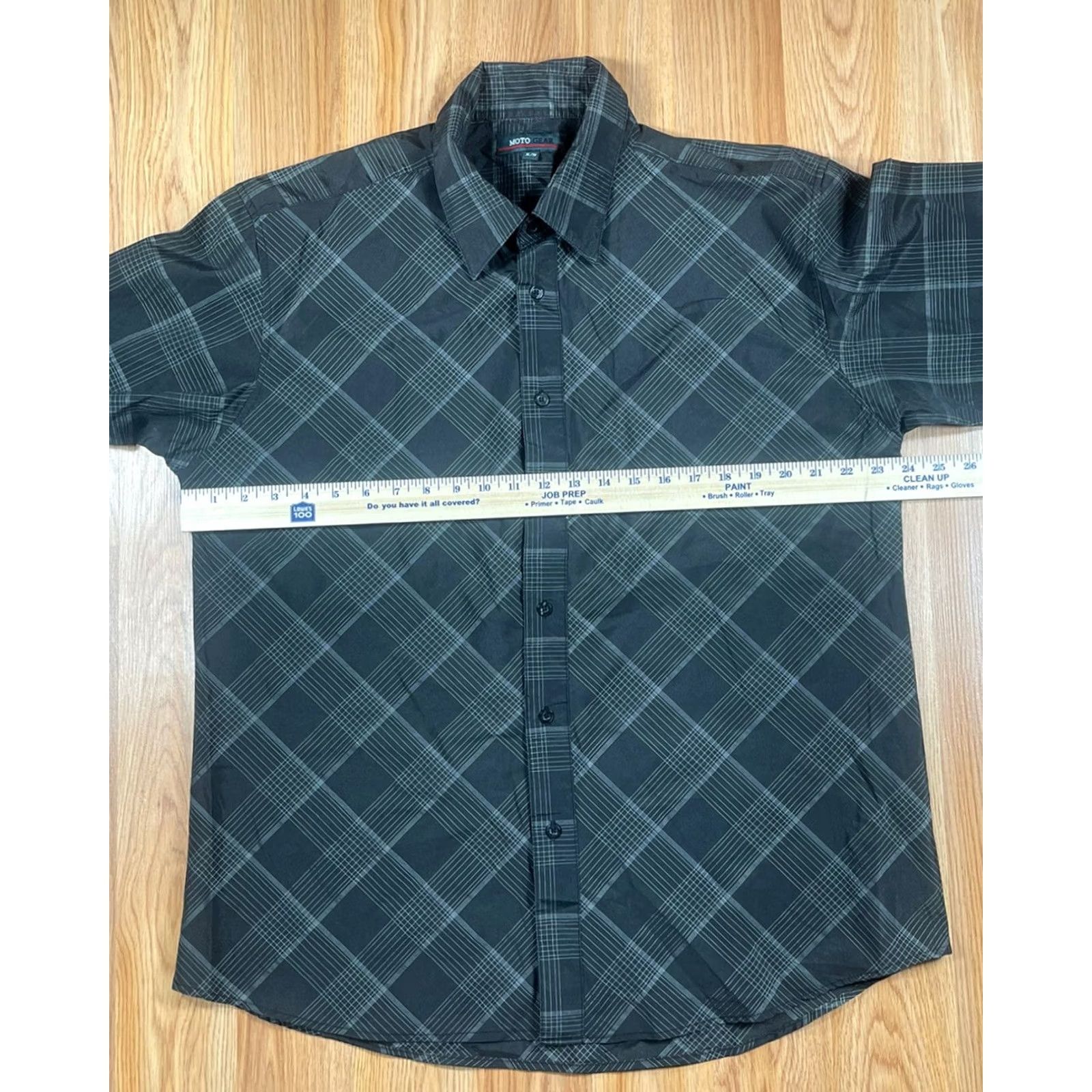Vintage Moto Gear Black Gray Plaid Long Sleeve Button Front Casual Dress Shirt Mens XL Size US XL / EU 56 / 4 - 5 Thumbnail