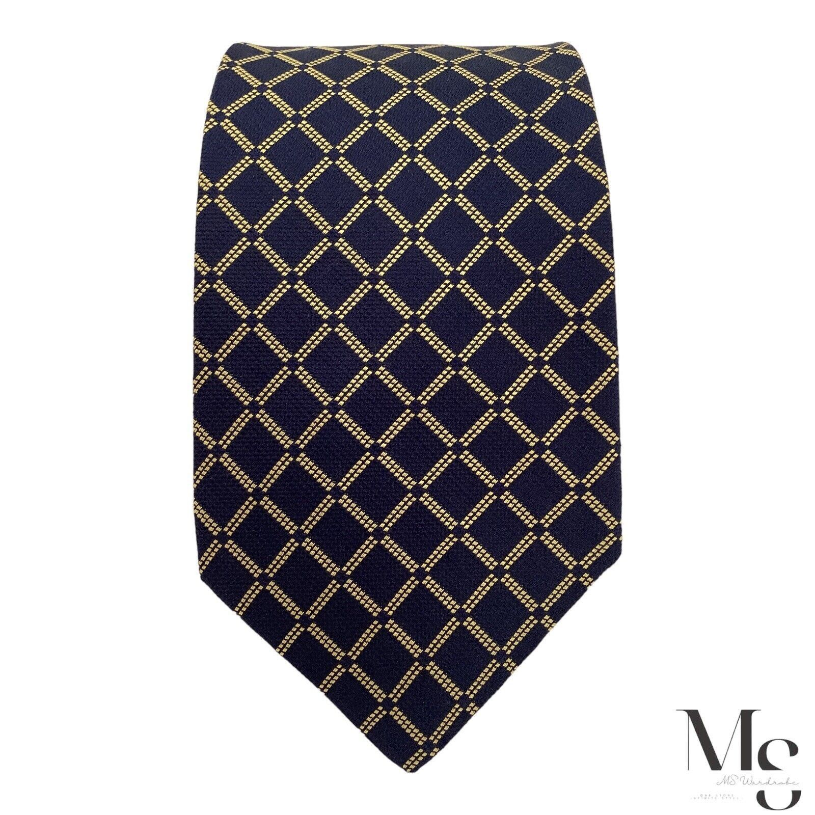 Other JOHN COMFORT Navy Blue & Gold Geometric Silk Tie England Size ONE SIZE - 4 Thumbnail