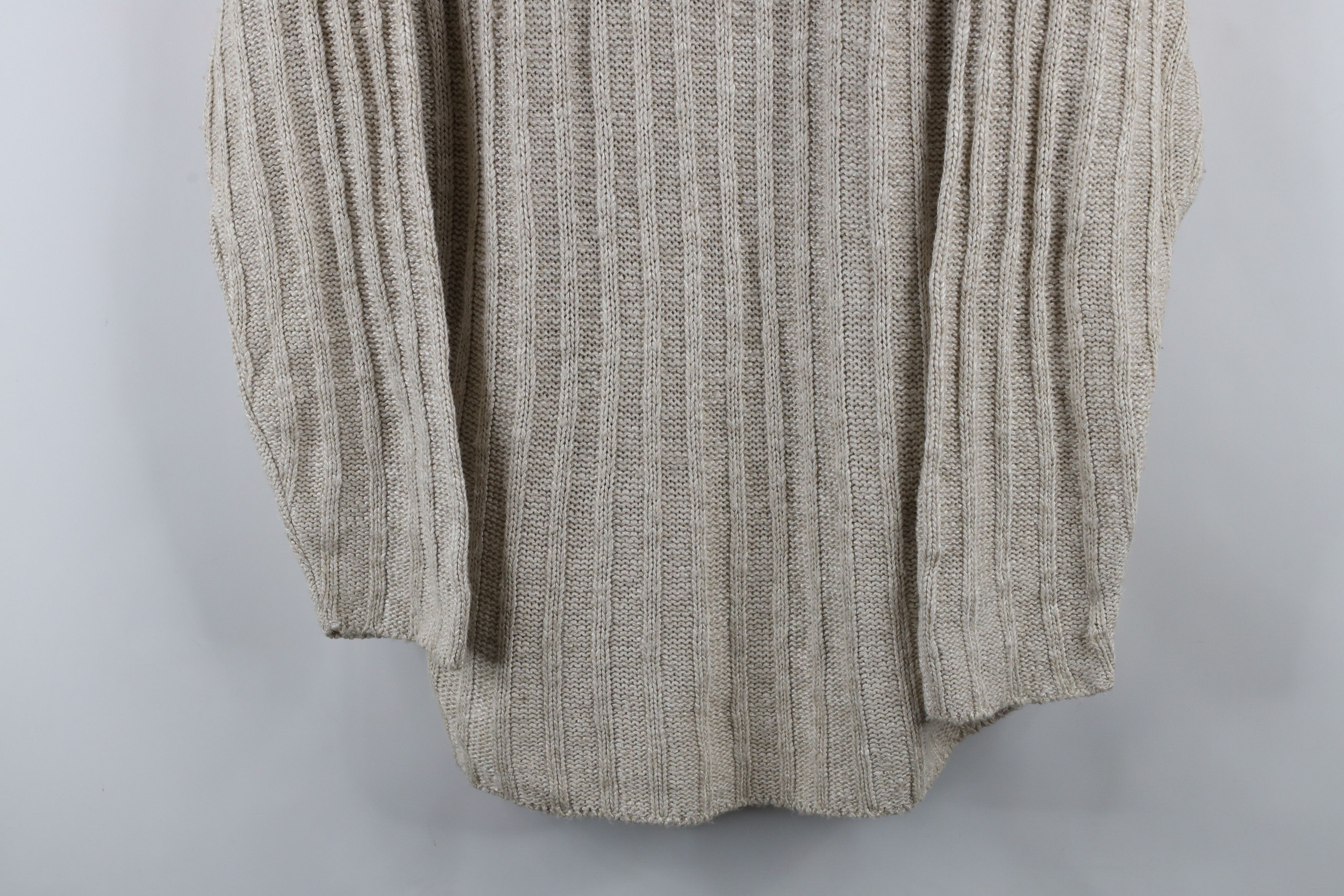 Vintage Vintage 90s Streetwear Ribbed Knit Sweater Oatmeal Brown USA Size S / US 4 / IT 40 - 3 Thumbnail