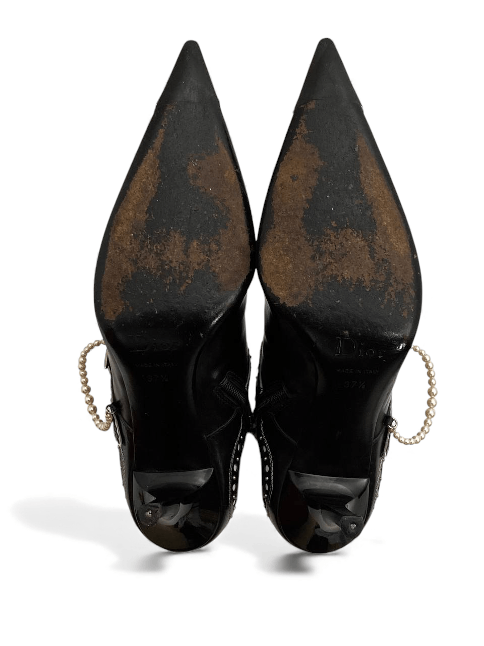 Dior Dior x Galliano D Logo Pearl Black Leather Ankle Boots Y2K Size US 6.5 / IT 36.5 - 15 Thumbnail