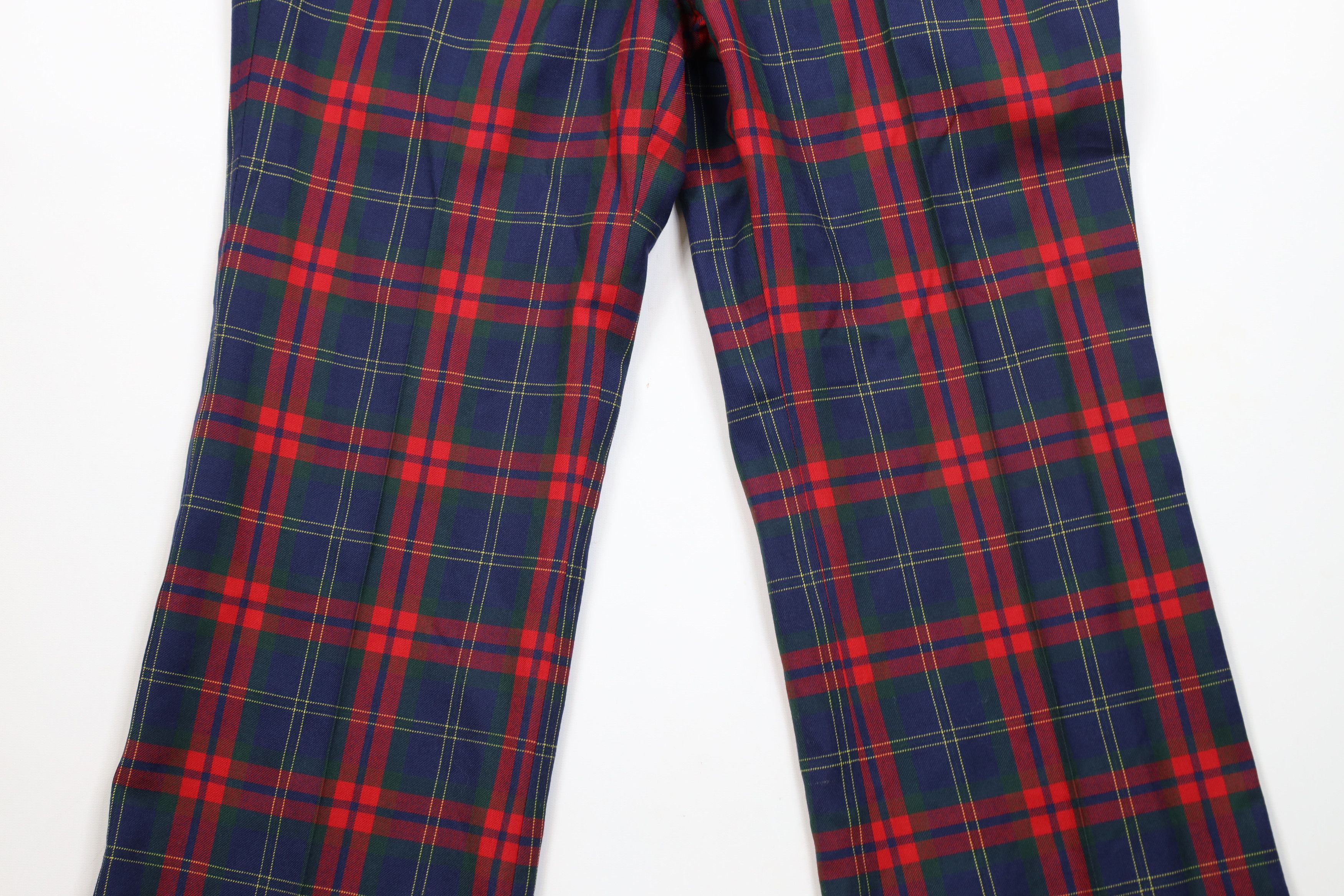 Vintage 70s Streetwear Wool Bell Bottoms Chino Pants Plaid