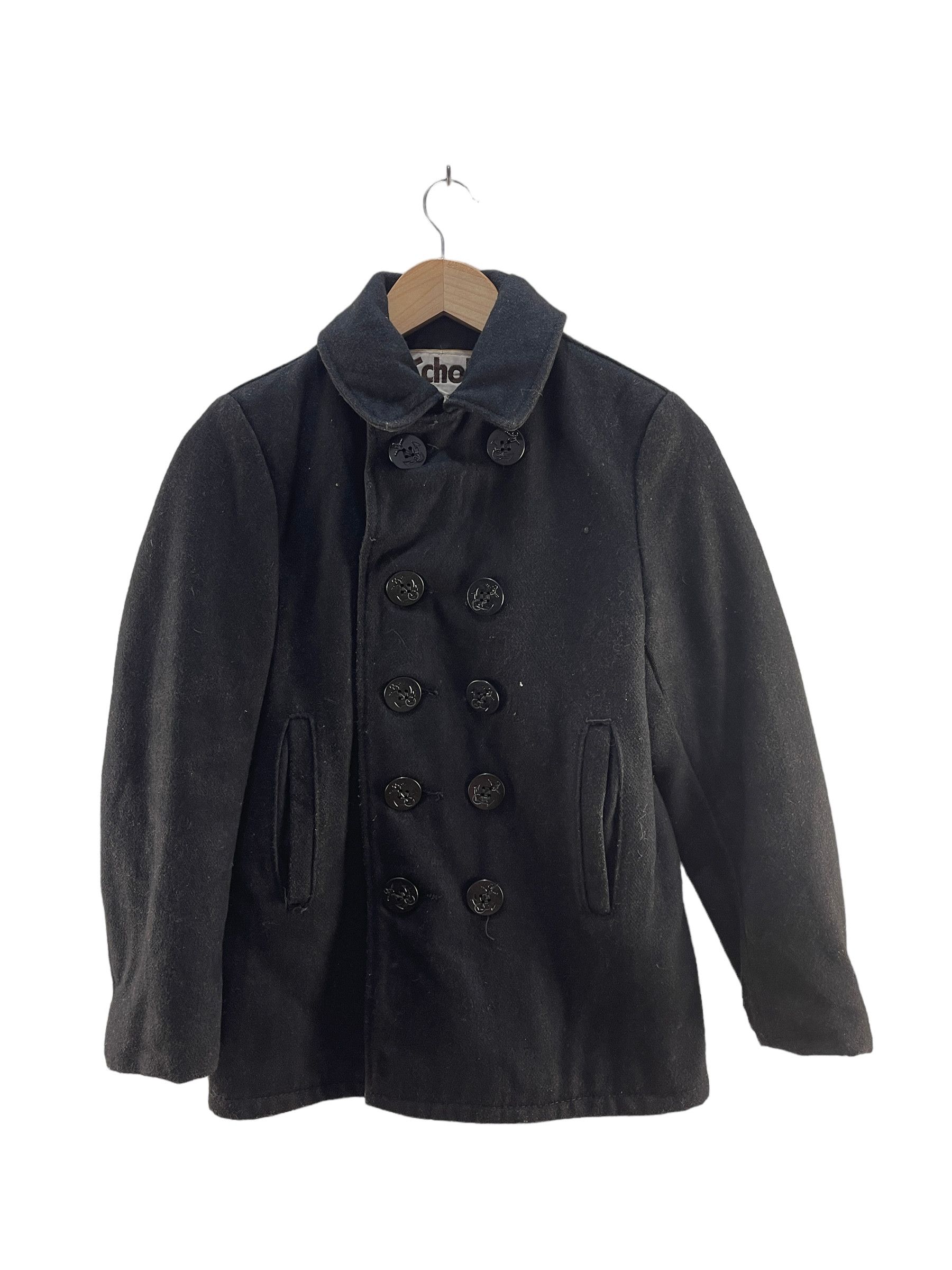 Image of Vintage Schott Wool Pea Coat Jacket in Black, Men's (Size XS)