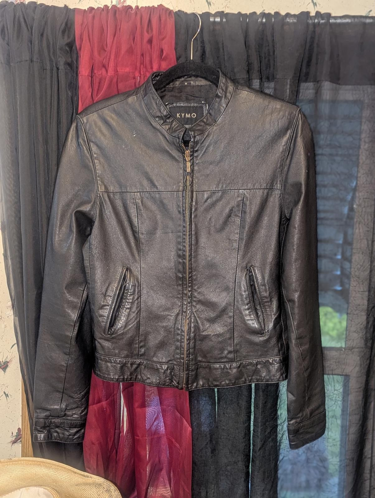 Other Upcycled Ohm Symbol Black Vegan Faux Leather Jacket Size M / US 6-8 / IT 42-44 - 3 Thumbnail