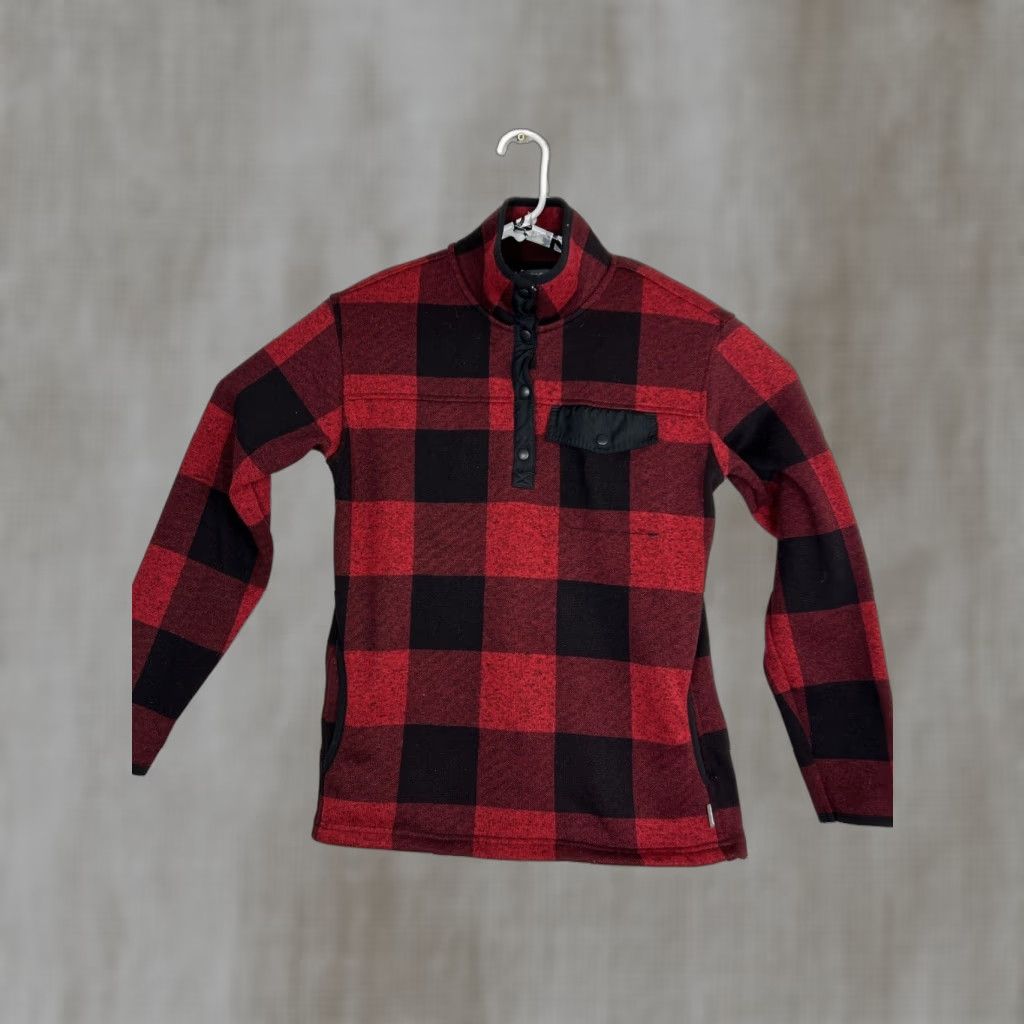 Eddie Bauer Eddie Bauer Womens XS Sweater Plaid 1/4 Snap Pullover Black Red Lumberjack (Colorful) Womens XS Pullover Sweater Size XS / US 0-2 / IT 36-38 - 1 Thumbnail