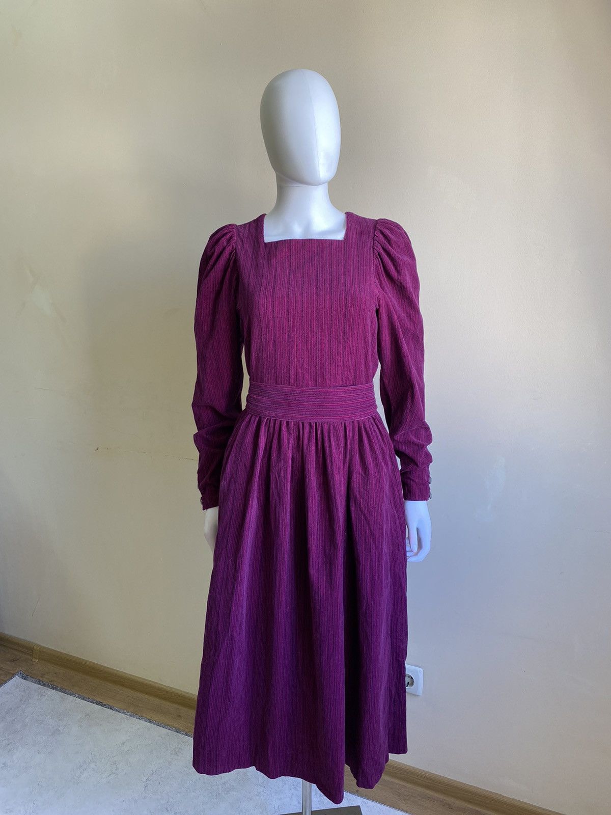 Laura Ashley Vintage 80s Laura Ashley Pink/Purple Belted Midi Dress Size M / US 6-8 / IT 42-44 - 3 Thumbnail