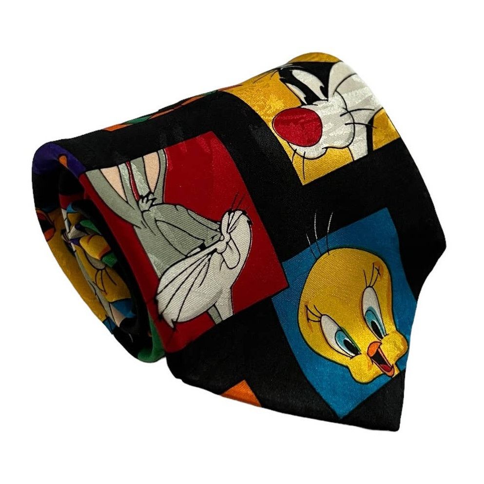 Warner Bros Looney Tunes Mania Vintage Black Tweety Bugs Daffy Tie Size ONE SIZE - 1 Thumbnail