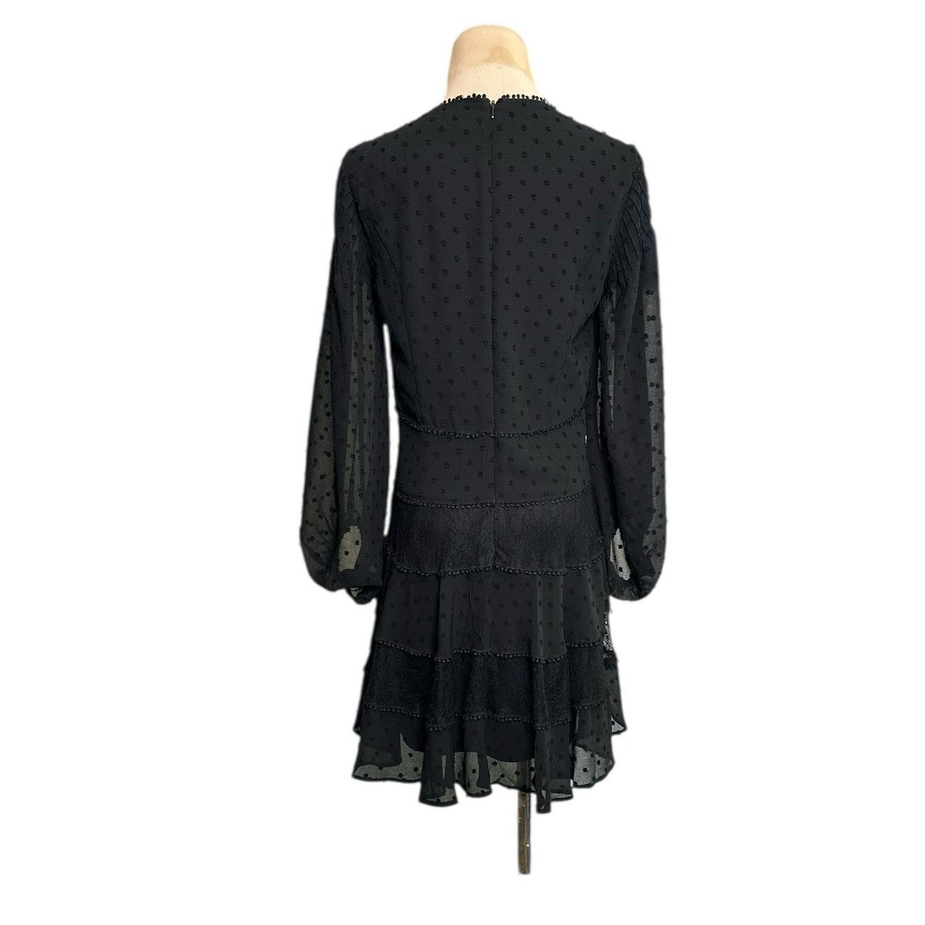 REVOLVE Bardot Mae black lace long sleeves tiered mini dress size 6 Size M / US 6-8 / IT 42-44 - 12 Thumbnail