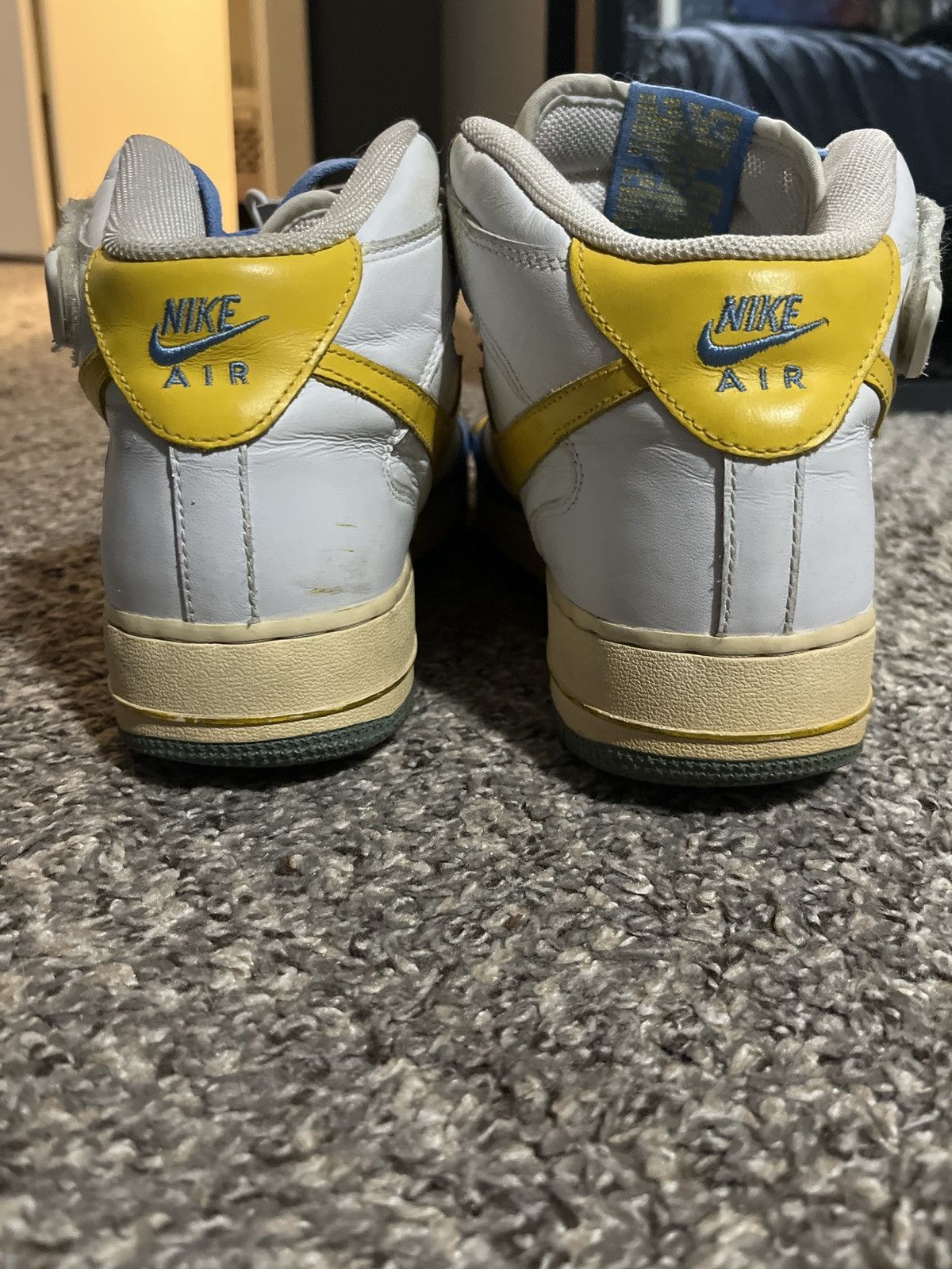 Nike Nike Air Force 1 - white blue and yellow Size US 10.5 / EU 43-44 - 7 Thumbnail