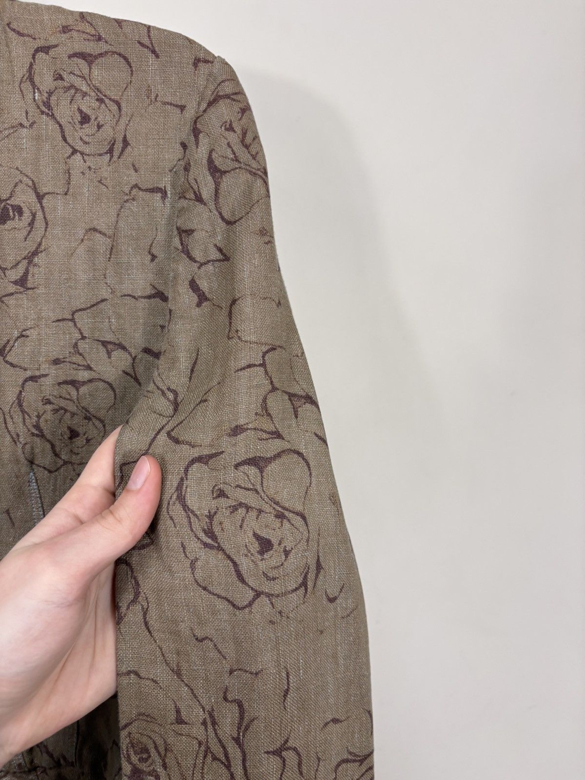 120% Lino 120% Lino Women’s Abstract Floral Brown Linen Blazer Jacket Size S / US 4 / IT 40 - 12 Thumbnail