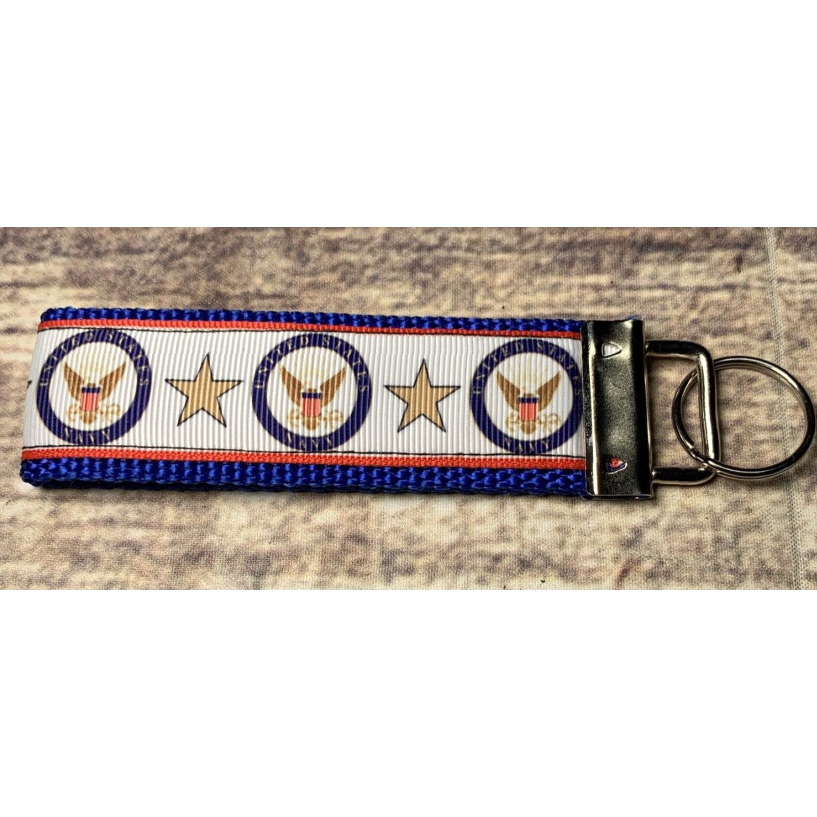 Vintage **U.S. Navy Key Fob Holder Keychain Red White Blue Military Accessory** User: **Red White Blue U.S. Navy Key Fob Holder Keychain** Size ONE SIZE - 2 Thumbnail