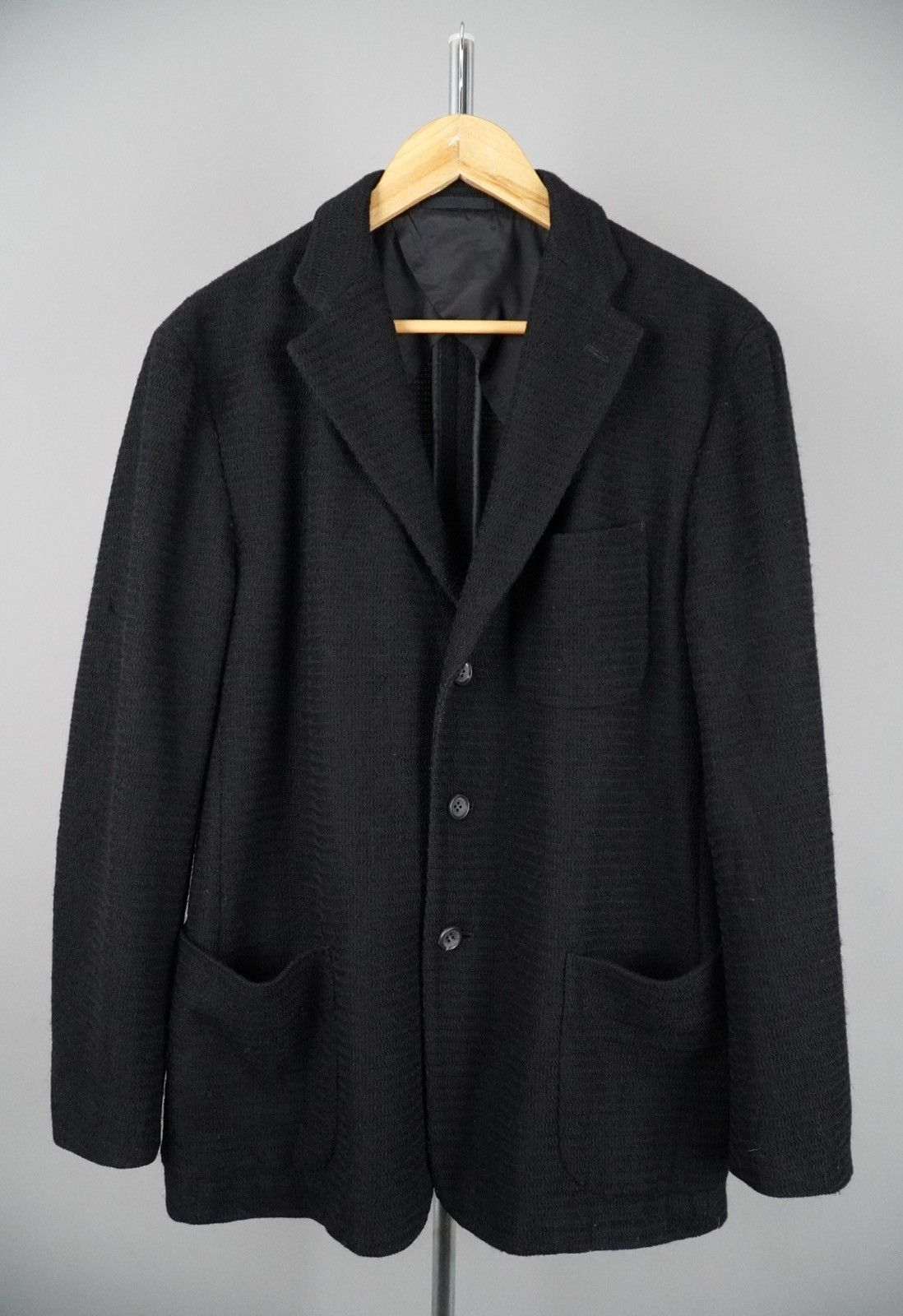 Issey Miyake Issey Miyake - Tailored Knit Blazer - Mixed Fabric in Black Size 42S - 1 Thumbnail