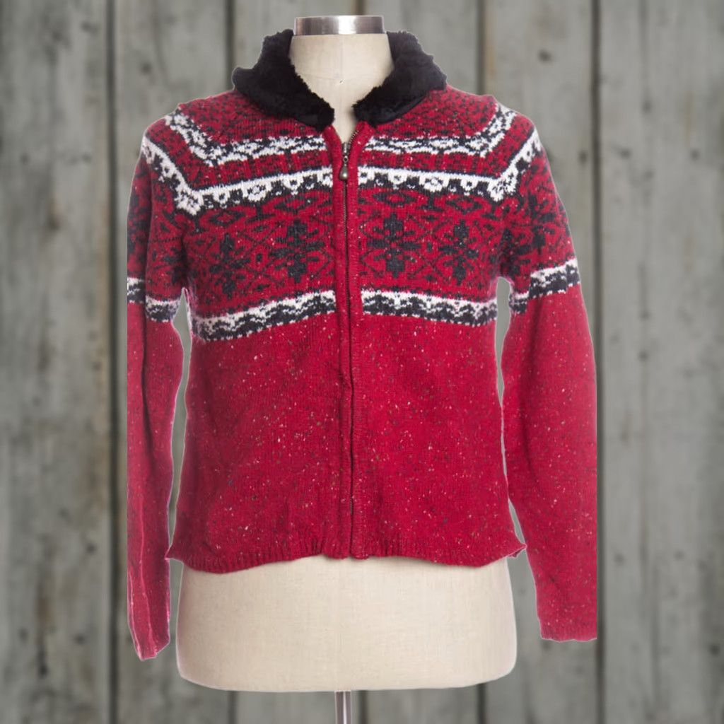 Vintage VINTAGE Red Sonoma Cardigan Shirt Adult M Red Christmas 40” Bust 22” Length Mens Womens Boys Girls Size M / US 6-8 / IT 42-44 - 1 Preview