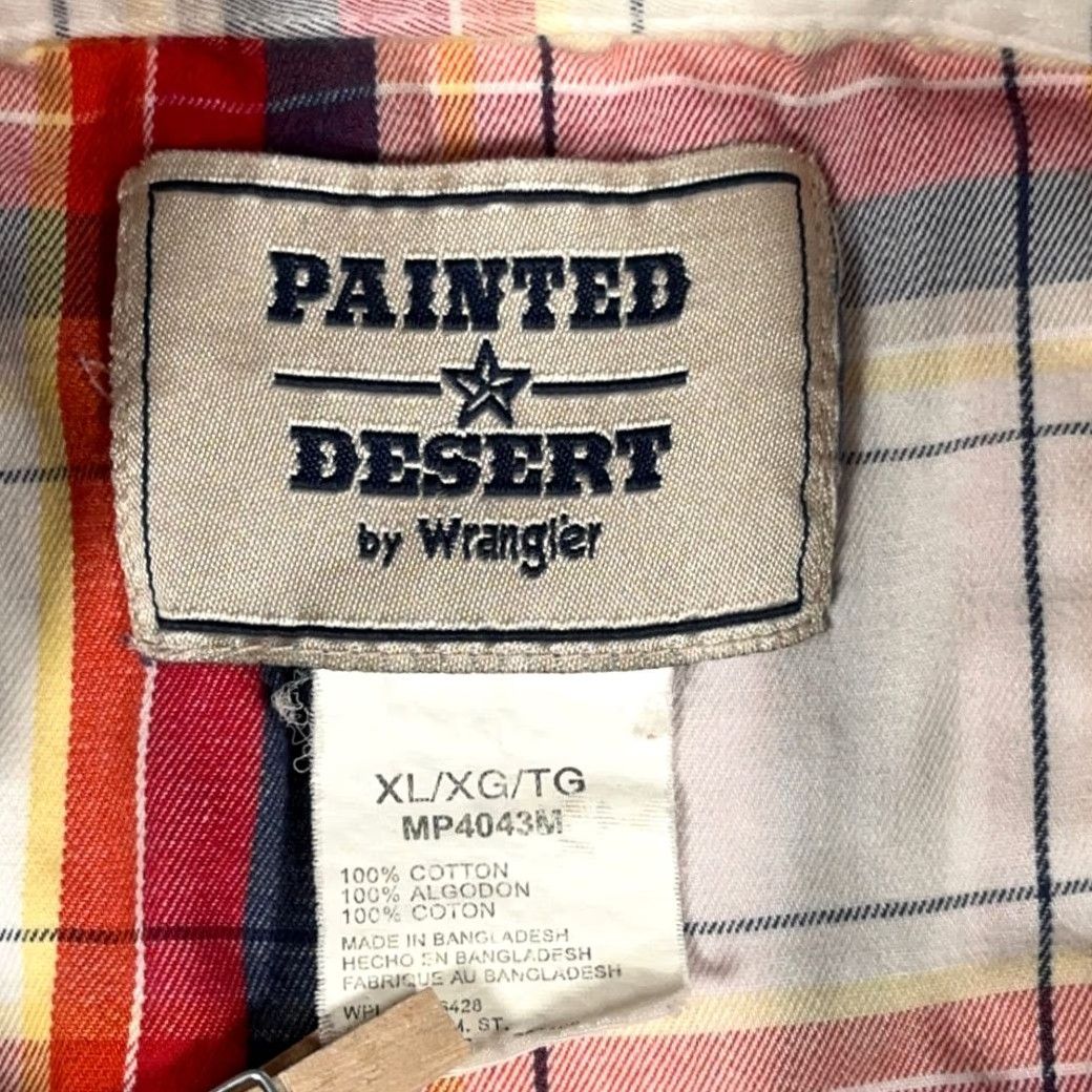 Wrangler VINTAGE Wrangler Shirt Wrangler Plaid Cotton Button-Down Madras Painted Desert White Red XL Mens Size US L / EU 52-54 / 3 - 4 Thumbnail
