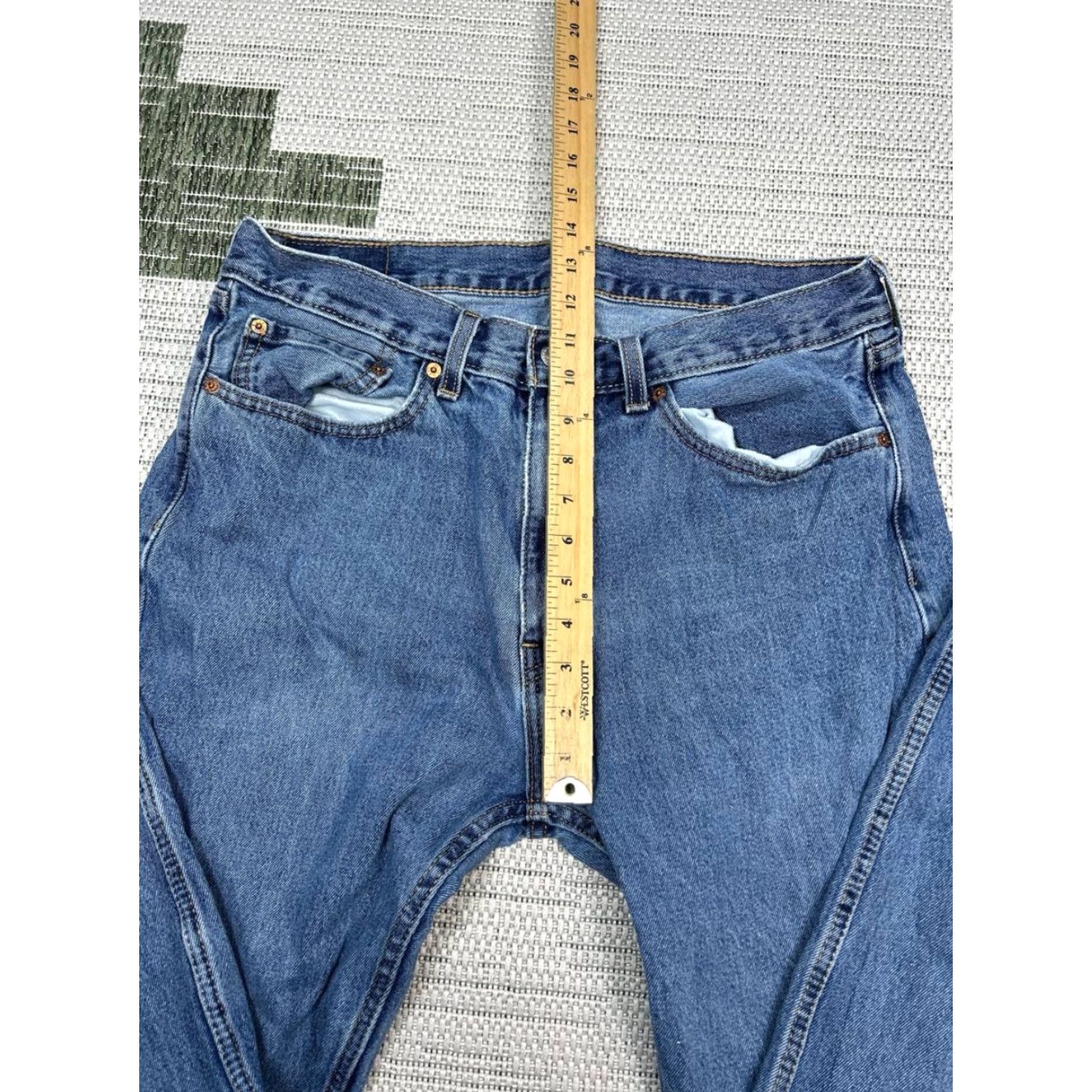 Levi's Levis 505 Jeans Men Blue Denim Cotton Regular Fit Mid Rise Straight Leg 32x29 35 Size US 35 - 4 Thumbnail