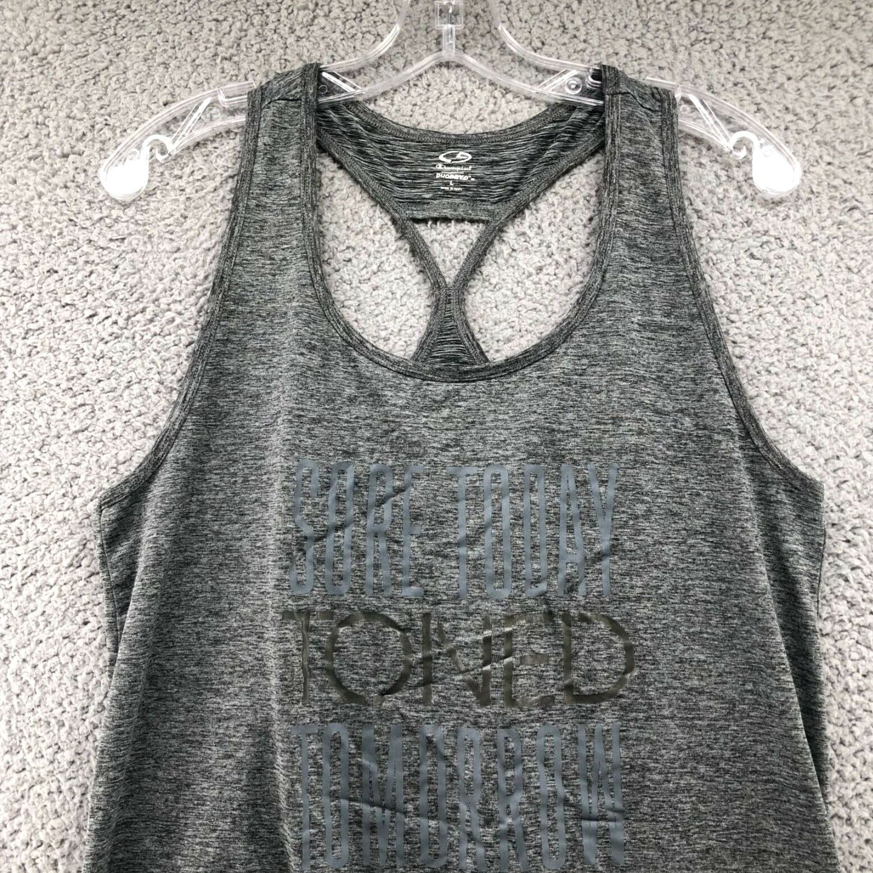 Champion Champion Tank Top Womens L Gray Activewear Sleeveless Racerback Crew Neck Gym Workout Weights Size L / US 10 / IT 46 - 2 Thumbnail
