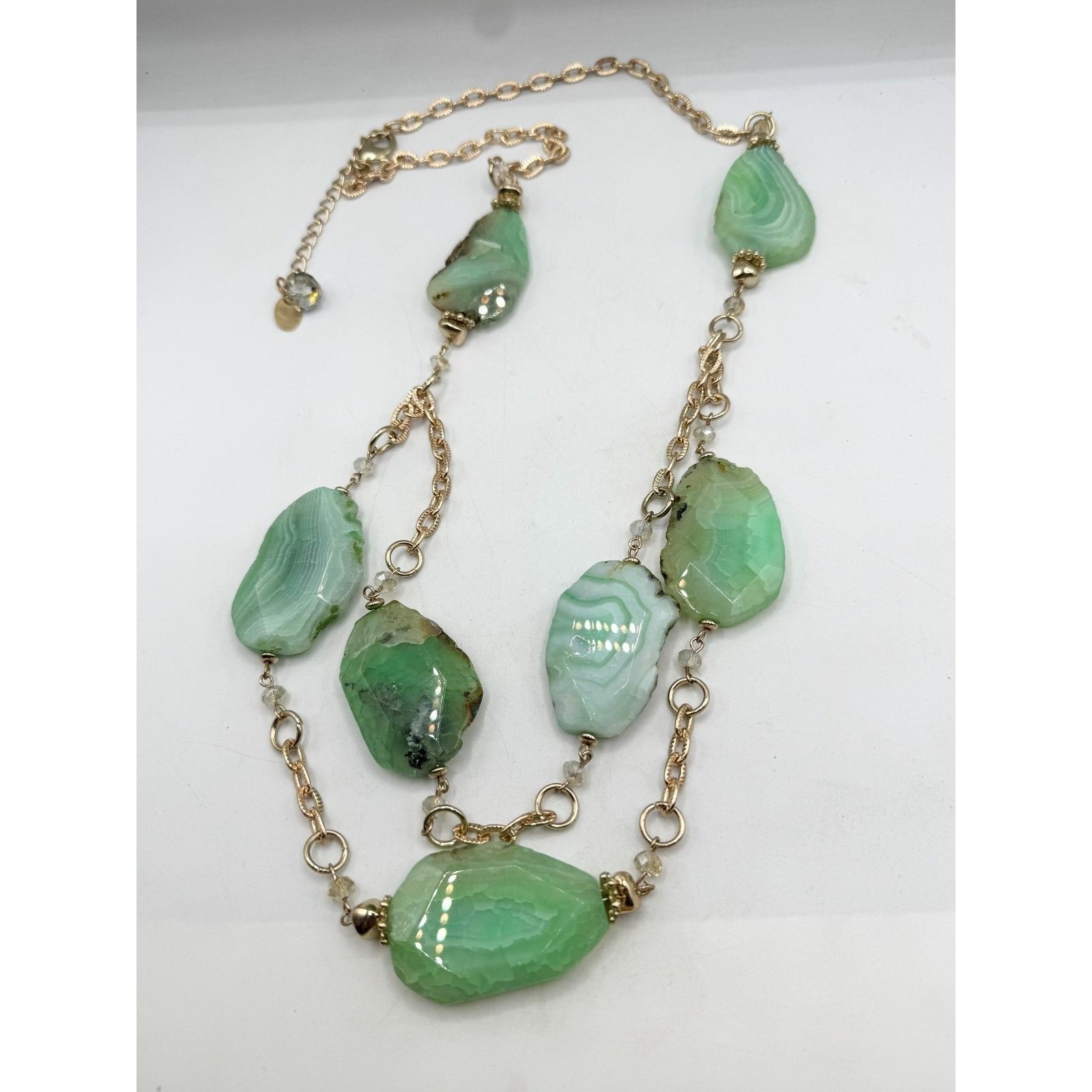 Other Vintage green stone geode crystal double strand necklace Size ONE SIZE - 5 Thumbnail