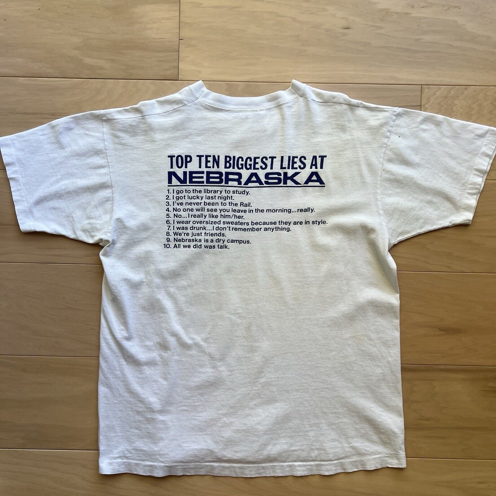 Vintage Vintage Late Night at Nebraska Shirt XL White 90s University Size US XL / EU 56 / 4 - 8 Thumbnail