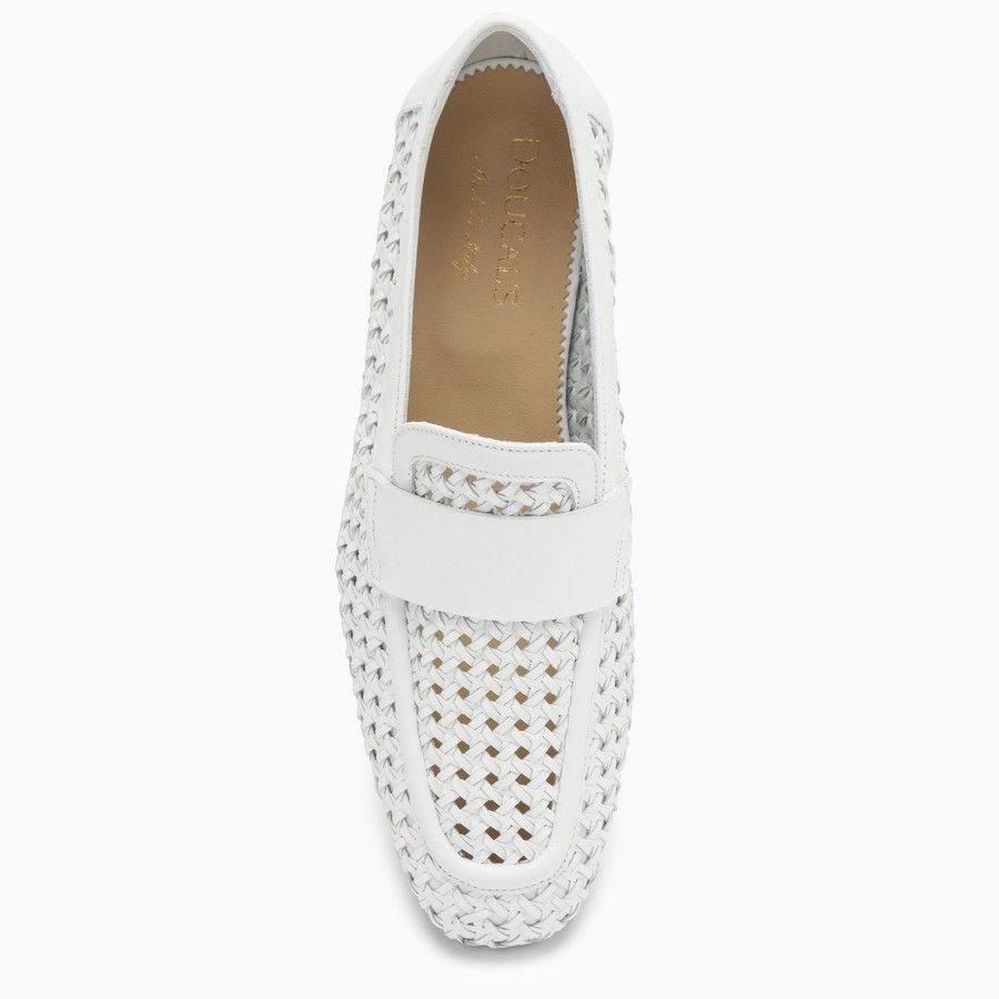 Doucal's o1d2blof0824 Woven Leather Moccasin in White Size US 6.5 / IT 36.5 - 3 Thumbnail