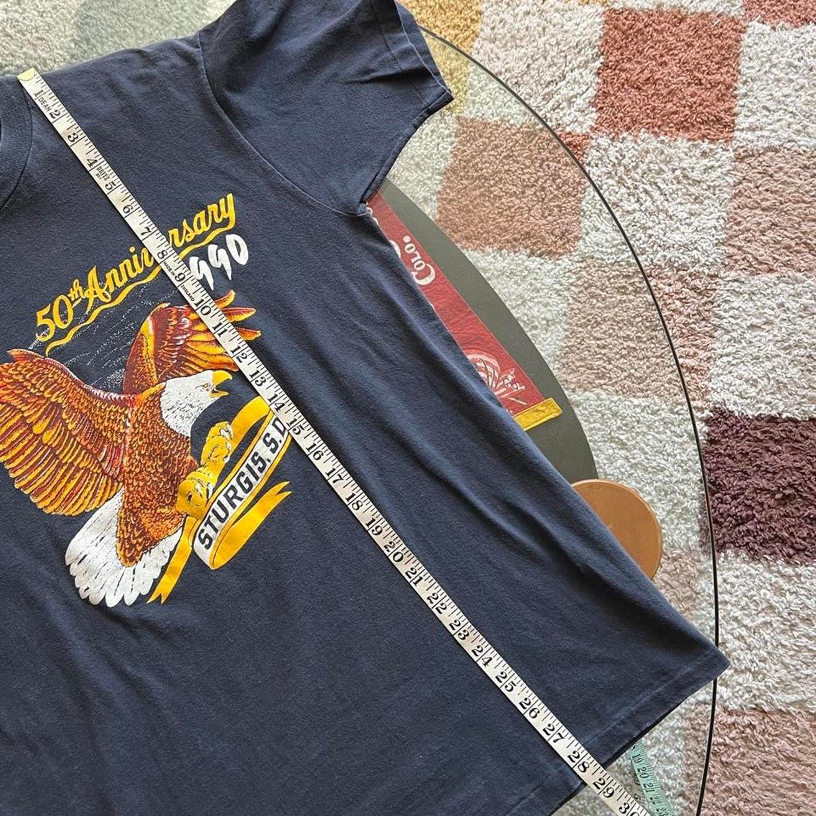 Hanes 1990 Sturgis 50th Anniversary T-Shirt | Faded Black | Fits M Size US M / EU 48-50 / 2 - 9 Thumbnail