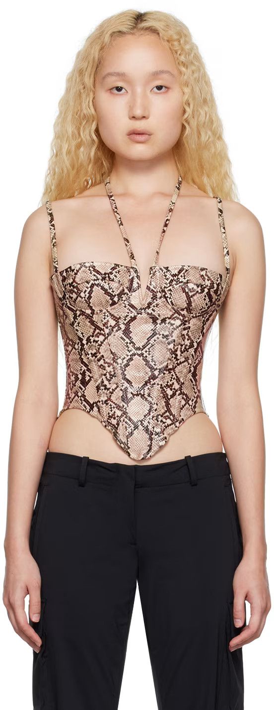 Miaou o1mle0425 Aphex Corset Tank Top Beige Python Size XL / US 12-14 / IT 48-50 - 1 Thumbnail