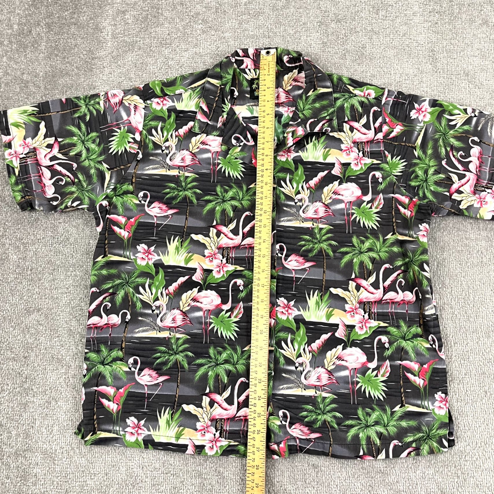 Vintage VINTAGE BENNYS Shirt Womens XL Gray Flamingo Hawaiian Button Up Short Sleeve Made in USA Size M / US 6-8 / IT 42-44 - 4 Thumbnail