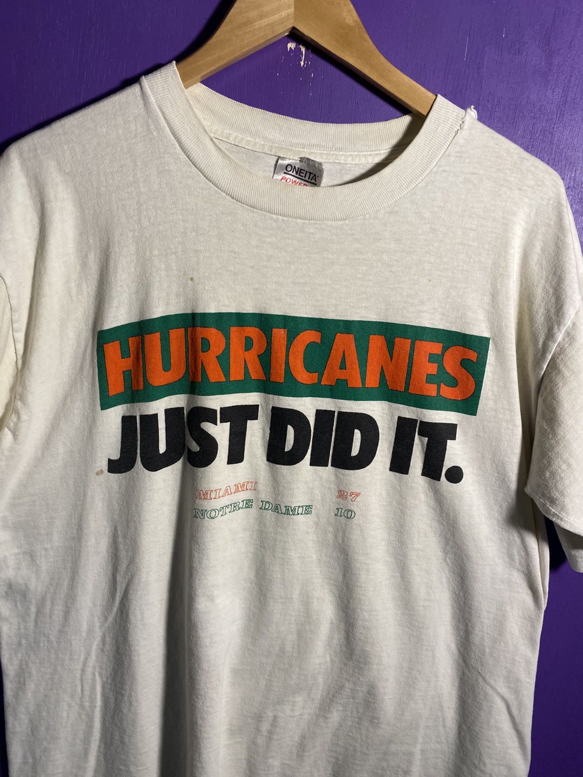 Other Vintage 90s Miami Hurricanes just did it t-shirt Size US L / EU 52-54 / 3 - 3 Thumbnail