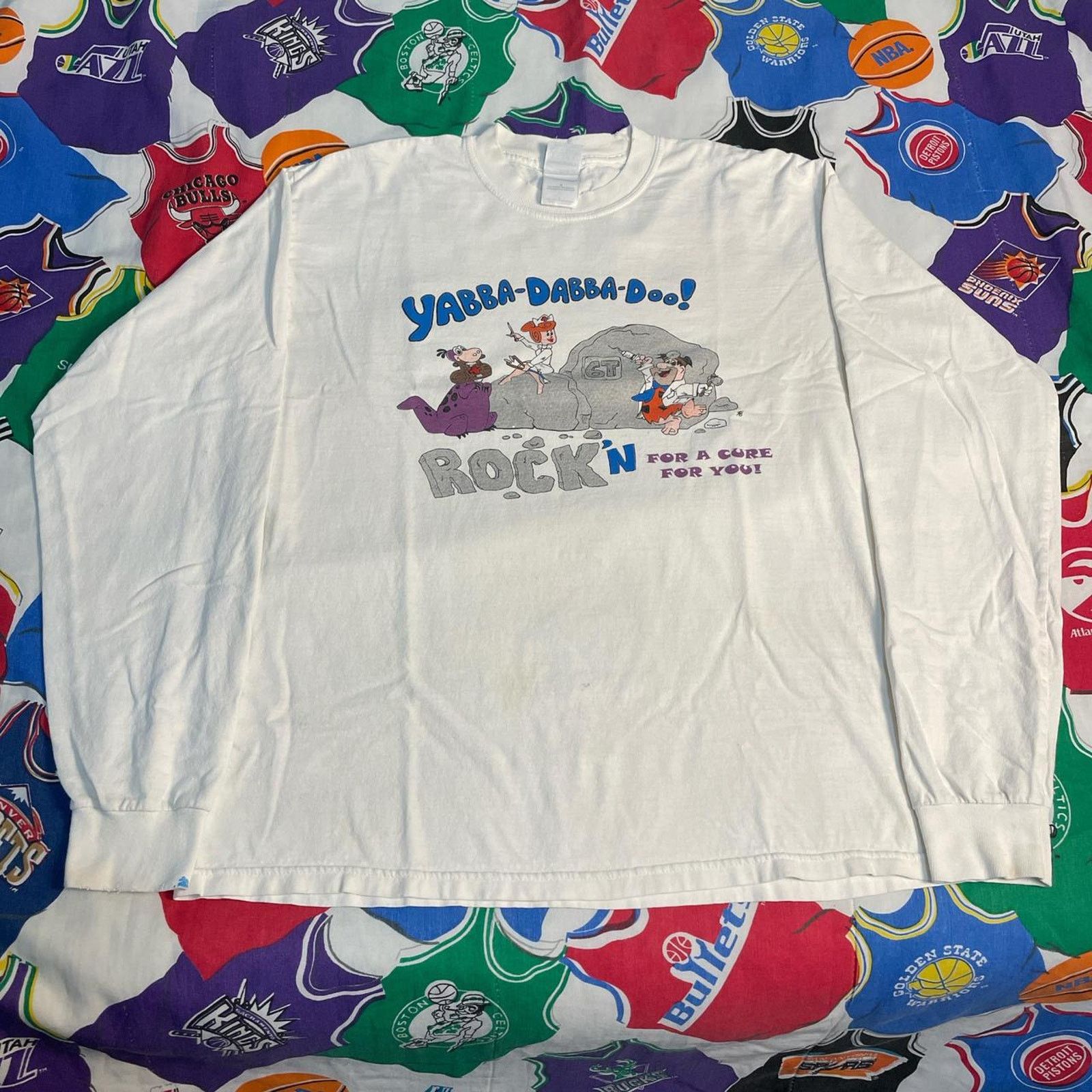 Vintage Vintage 1990s The Flintstones Hanna-Barbera Long Sleeve Tee Size US L / EU 52-54 / 3 - 1 Thumbnail