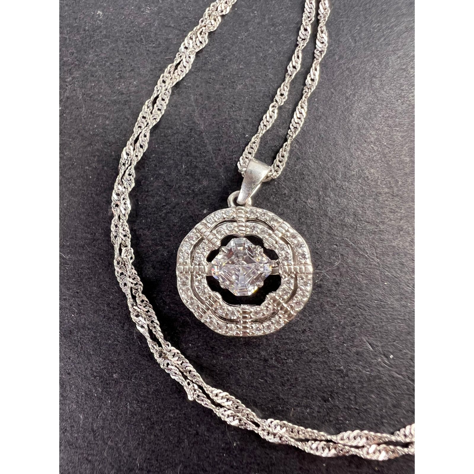 Other CZ Rhodium Over Sterling Dancing Pendant With Chain Size ONE SIZE - 3 Thumbnail