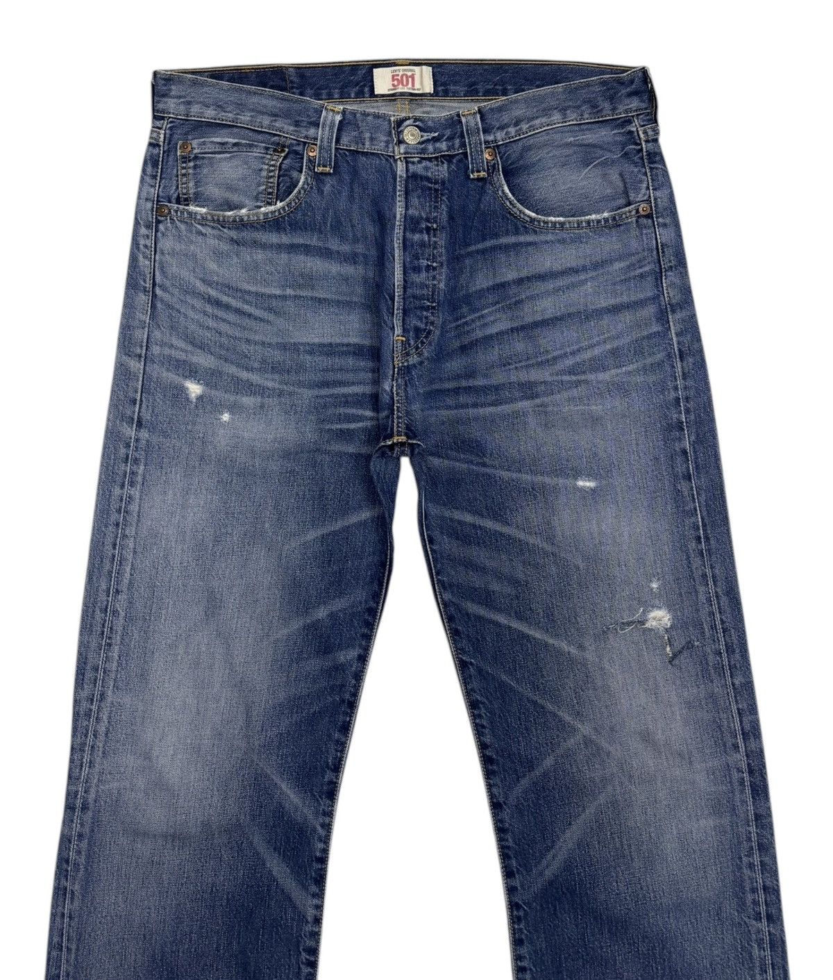 Levi's LEVIS 501 STRAIGHT LEG BUTTON FLY DISTRESSED DENIM JEANS Size US 34 / EU 50 - 5 Thumbnail