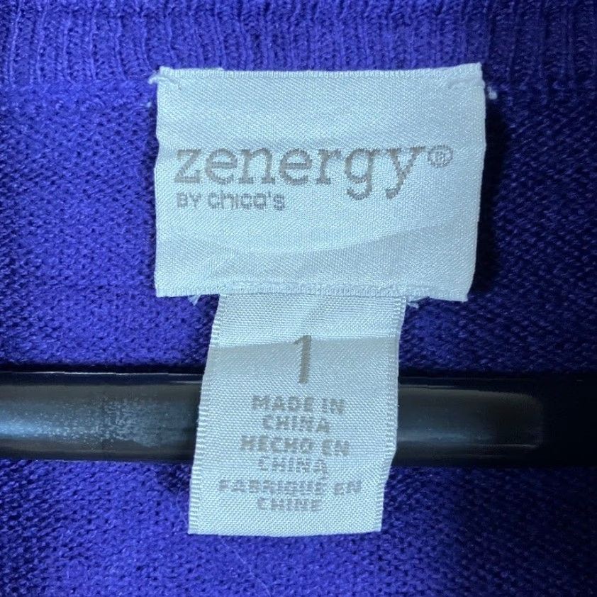 Vintage Zenergy Chicos Womens Sweater Purple Turtleneck Zipper Expand Side Stretch 1 (M) Size M / US 6-8 / IT 42-44 - 6 Thumbnail