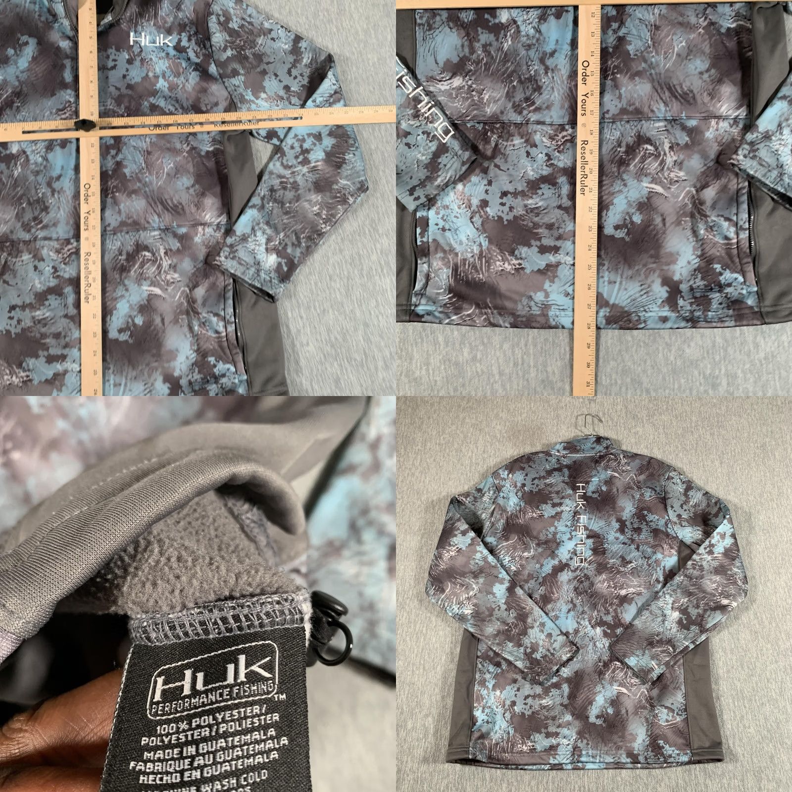 Vintage Huk Shirt Mens Medium Blue Gray Camo Quarter Zip Pullover Performance Fishing Size US M / EU 48-50 / 2 - 8 Thumbnail
