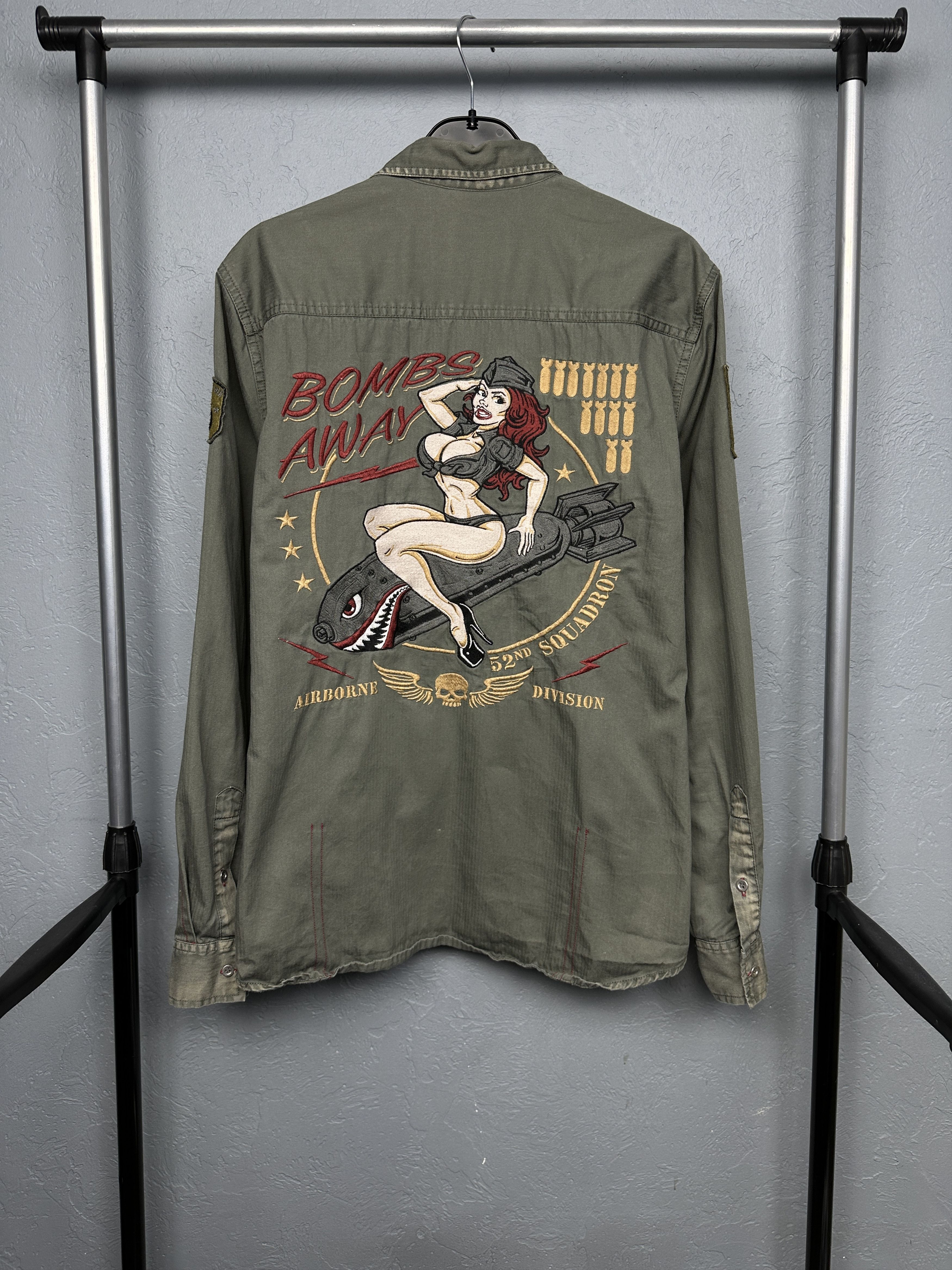 Vintage Motorgear Mens Biker Shirt Bombs Away Naked Girl Size US L / EU 52-54 / 3 - 2 Thumbnail