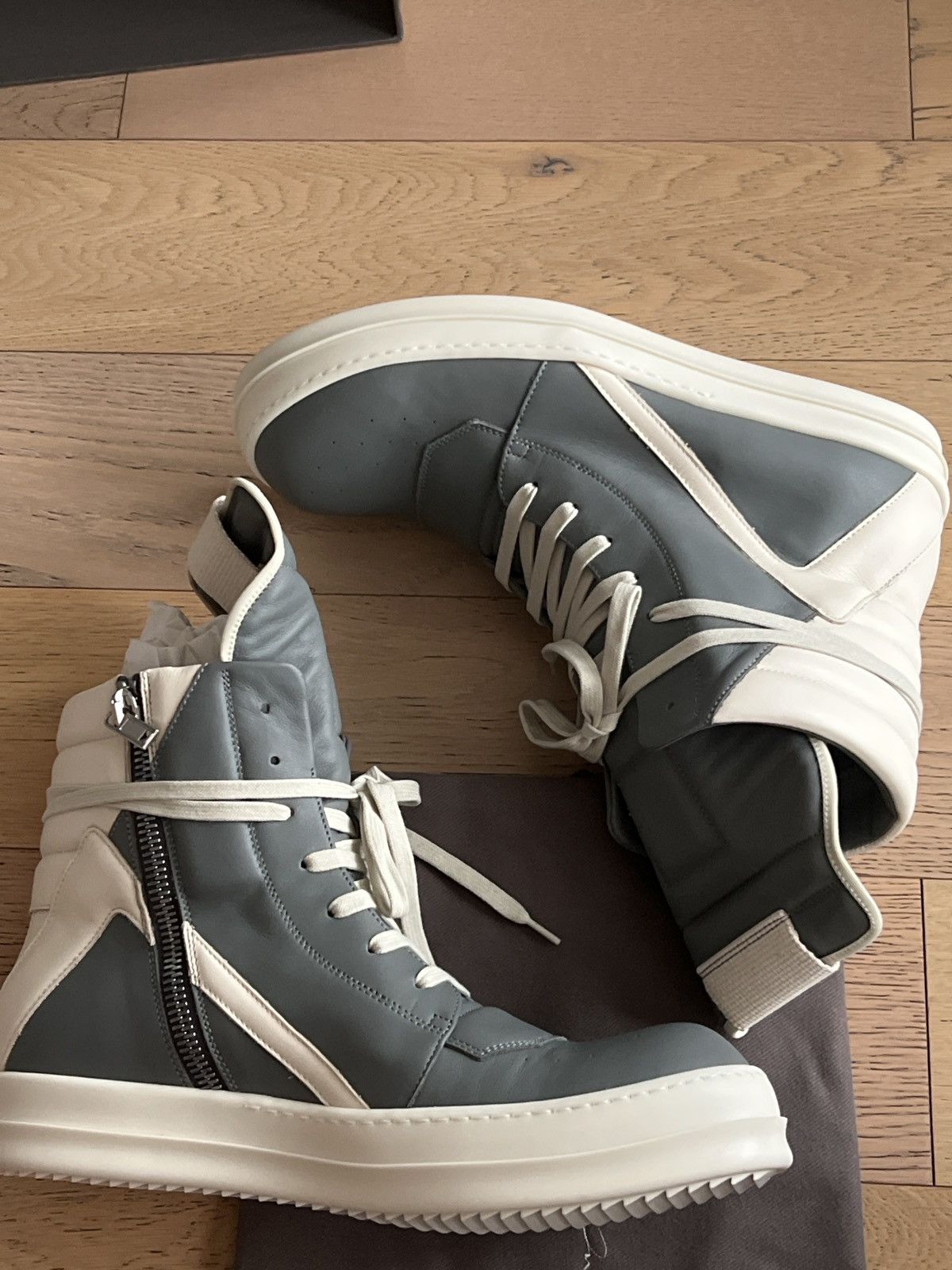 Rick Owens Rick Owens Gray Concordians Geobasket Sneakers Size US 12.5 / EU 45-46 - 3 Thumbnail