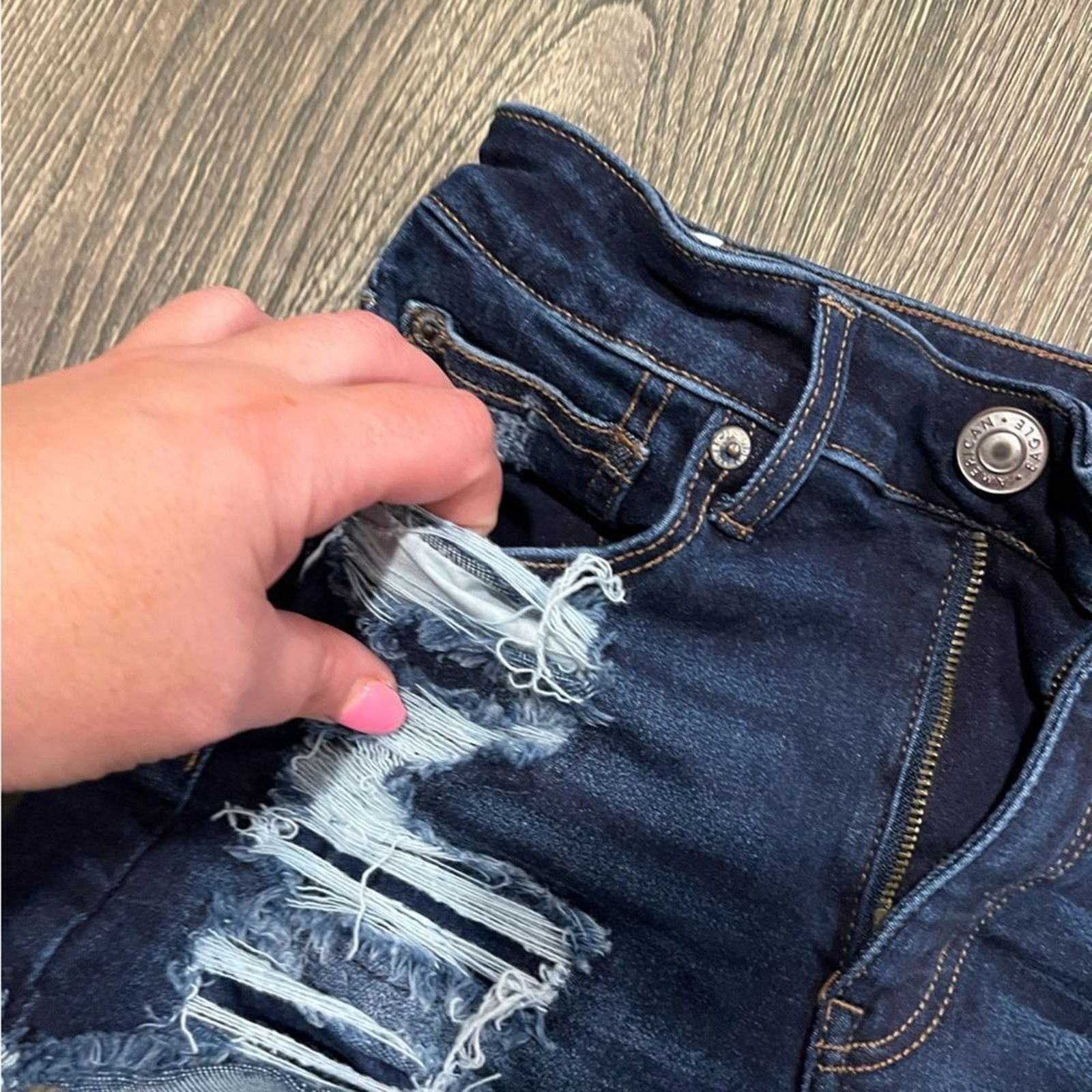 American Eagle Outfitters American Eagle Hi-Rise Shortie Shorts Next Level Blue Size 2 Size 26" / US 2 / IT 38 - 7 Thumbnail