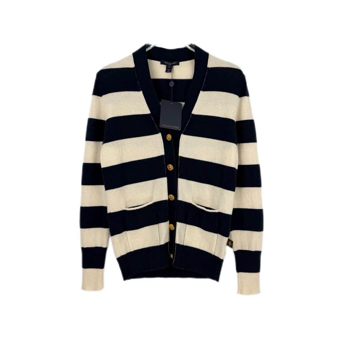 Louis Vuitton Louis Vuitton Blue White Stripe Cashmere Cardigan Size US M / EU 48-50 / 2 - 1 Thumbnail
