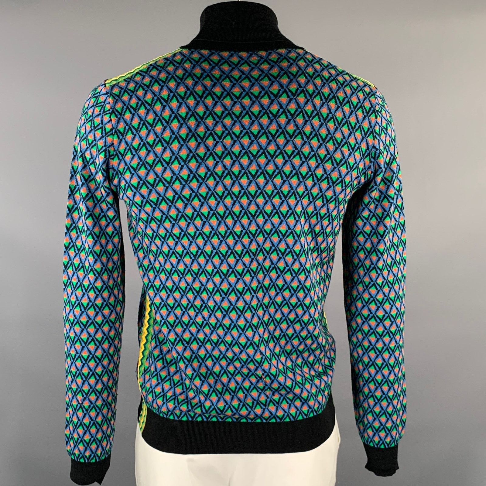 Prada PRADA Green Multi-Color Geometric Wool Poly Silk Sweater Size US L / EU 52-54 / 3 - 4 Thumbnail