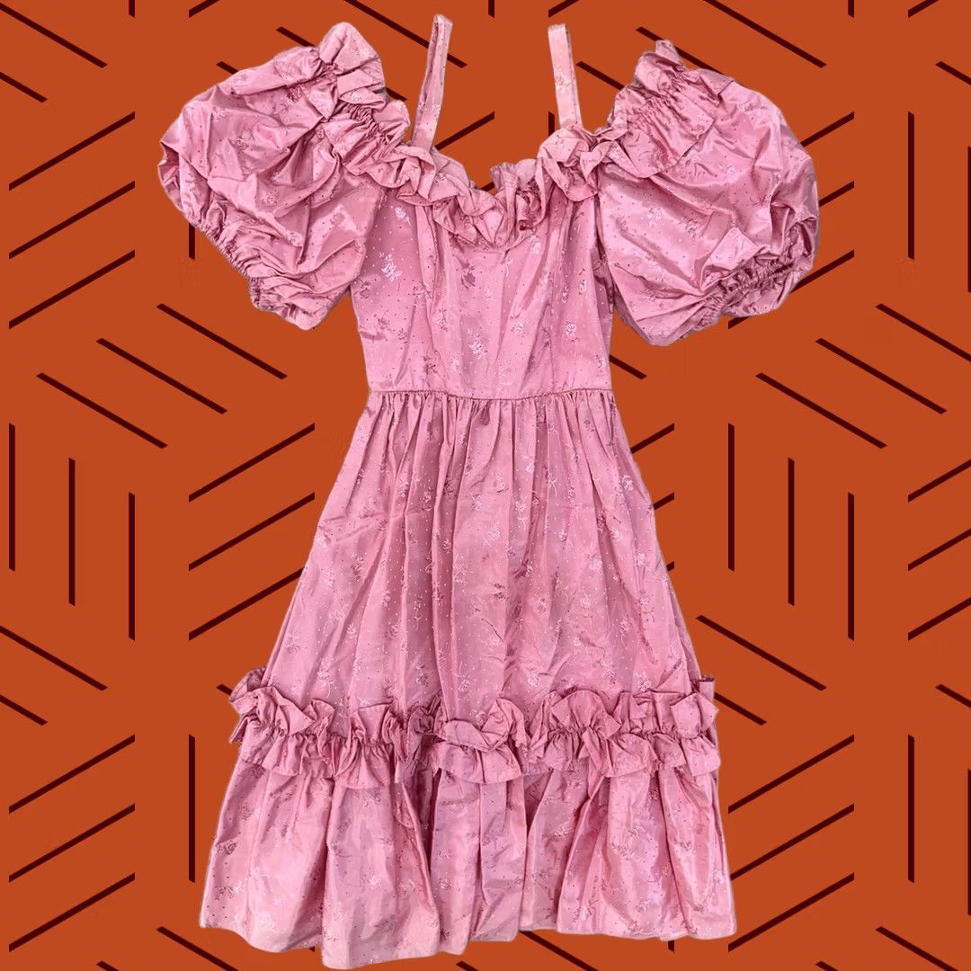 Pinko Pink Prairie Dress Puff Sleeve Ruffle Cottagecore VTG 80s Pink Floral Women’s XS Size XS / US 0-2 / IT 36-38 - 1 Thumbnail
