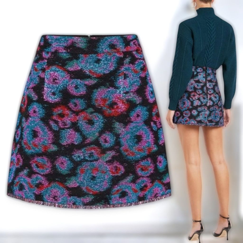 REVOLVE Rebecca Vallance Leila Metallic Floral Mini Skirt Small NWT Size 25" / US 0 / IT 36 - 2 Thumbnail