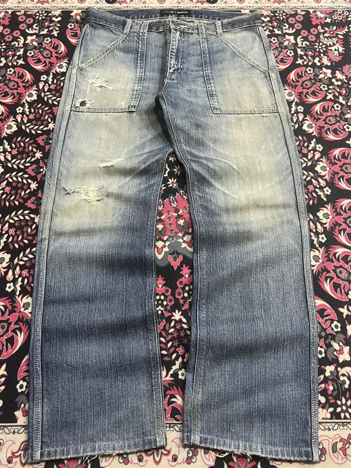 Undercover × Uniqlo Vintage Uniqlo Fatigue Distressed Regular Fit Blue Jeans Size US 34 / EU 50 - 1 Thumbnail