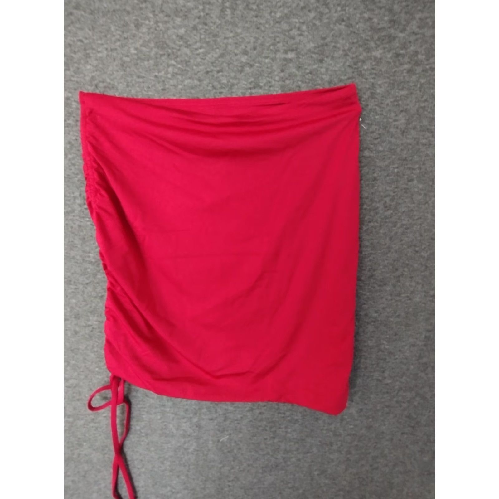 Vintage Toluca Swim NYX Ruched Swim Skirt/Coverup M Berry Red Nylon Spandex Solid Beach Flower Womens Cover Skirt 90s? Size ONE SIZE - 2 Thumbnail