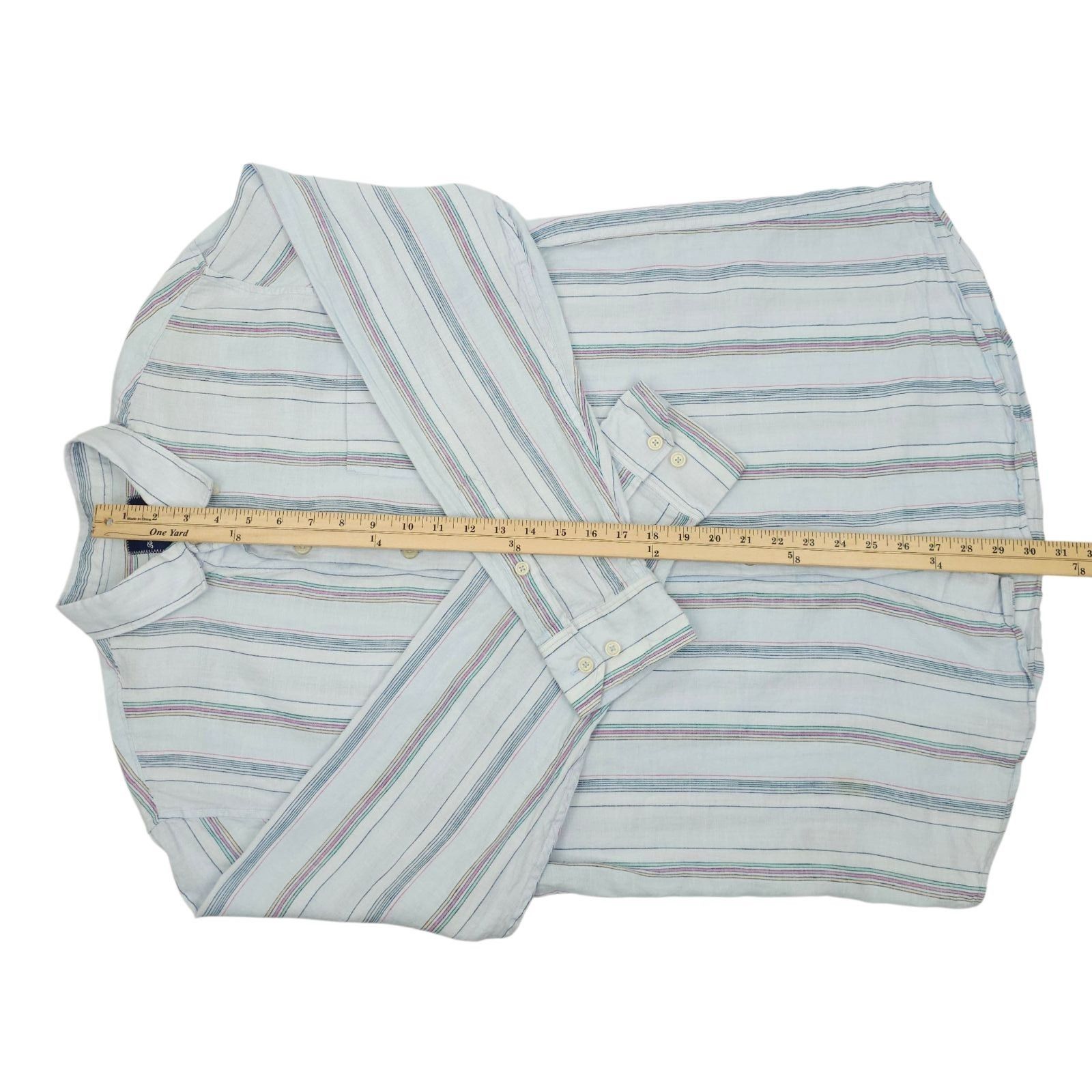 Tommy Bahama Tommy Bahama Shirt Mens L Blue Striped Linen Blend Long Slve Size US L / EU 52-54 / 3 - 5 Thumbnail