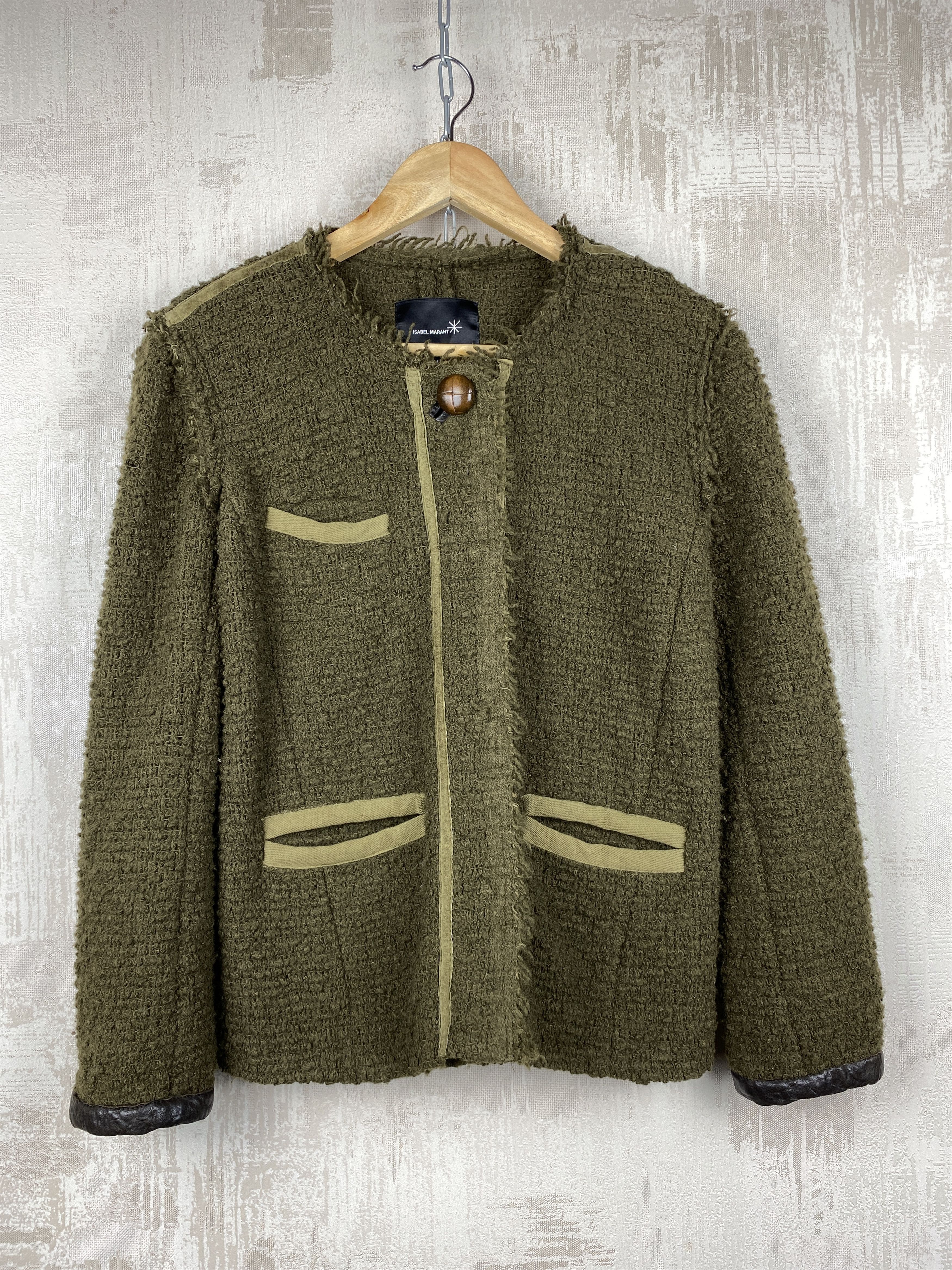 Isabel Marant Isabel Marant Olive Green Textured Wool Blend Knit Blazer Size S / US 4 / IT 40 - 3 Thumbnail