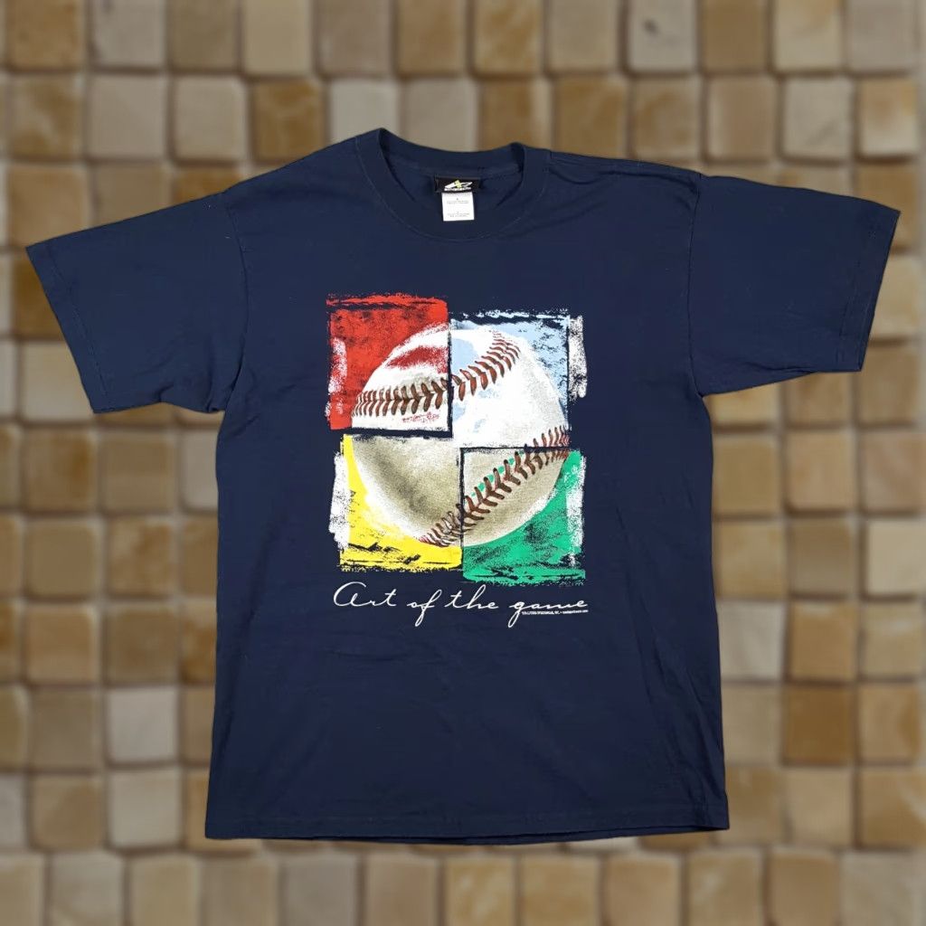 MLB VINTAGE Athletech MLB Baseball T-Shirt Mens Large Retro Painting Navy Blue 00s Y2K Sports Size US L / EU 52-54 / 3 - 1 Thumbnail